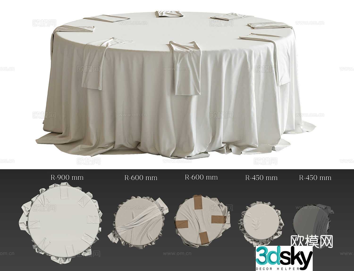 Hotel round dining tablecloth 3d model