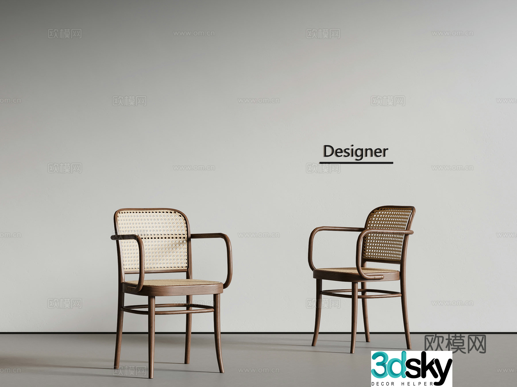 Medium style dining chair single chair 3d model