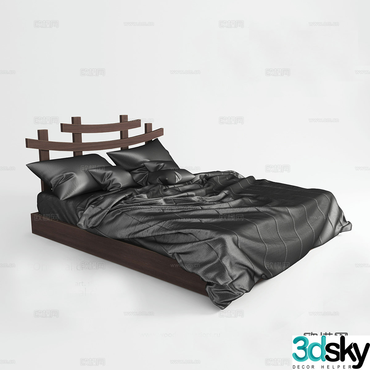 Bed – cherry blossom 3d model