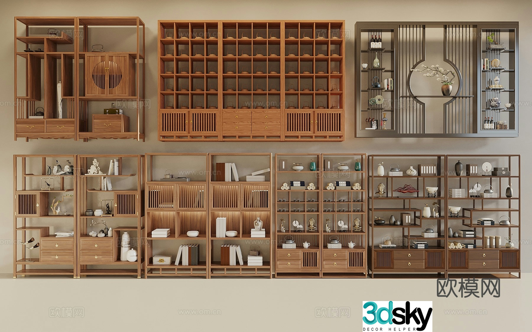 Song style new stroke ancient shelf store shelf display cabinet decoration ornament tea cabinet 3d model