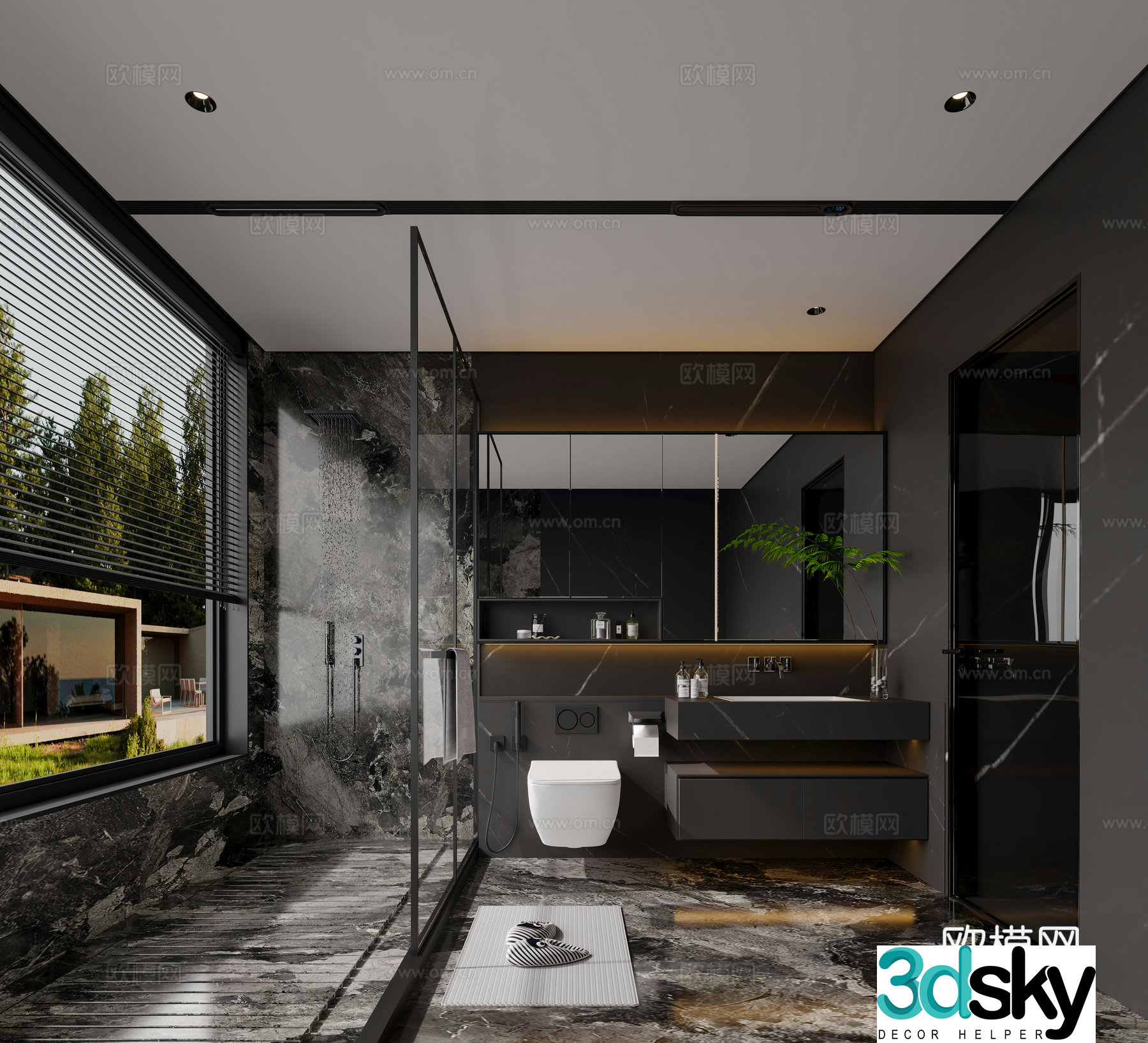 Modern light luxury bathroom 3D model