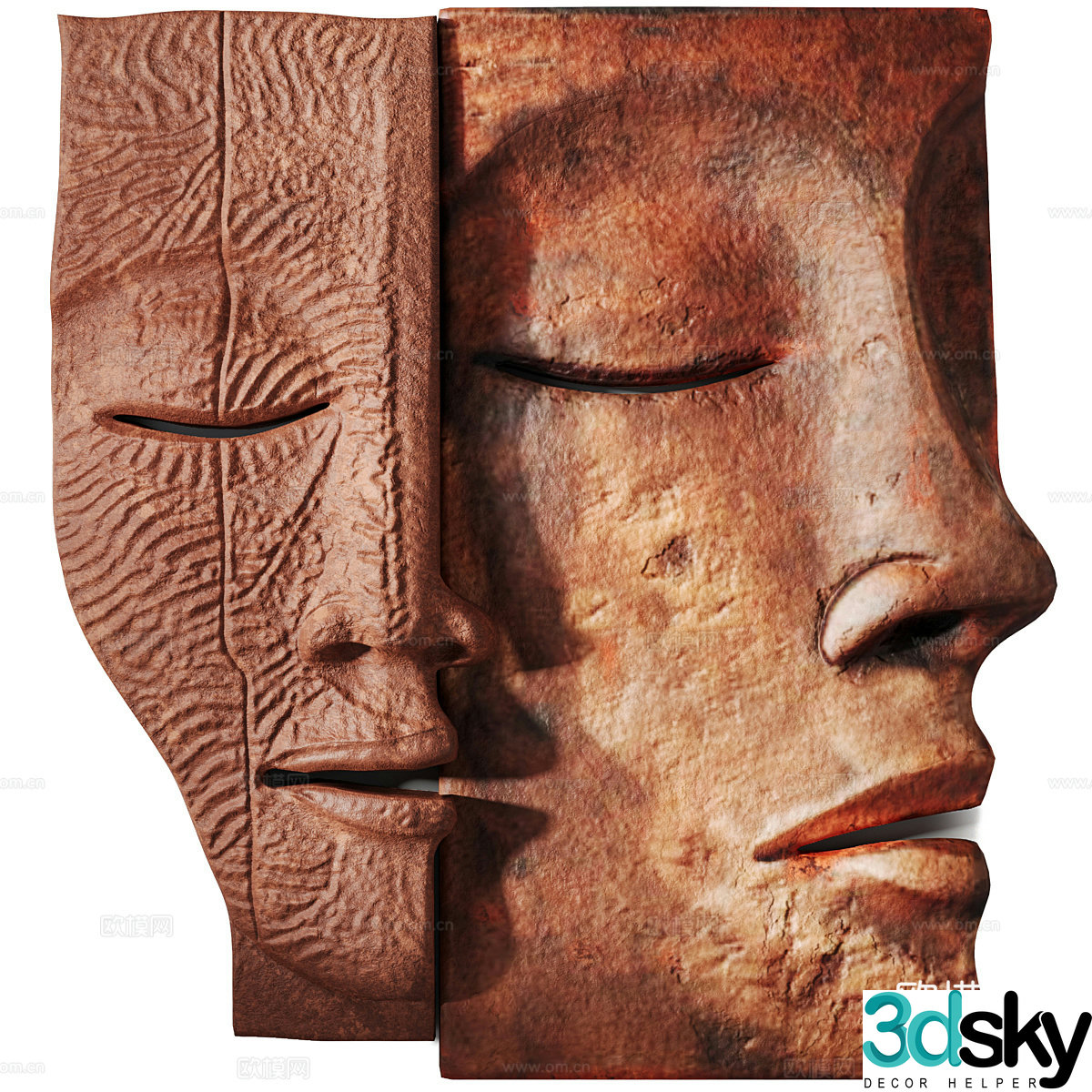 Modern Wasabi Facial Sculpture Wall Decoration 3D Model