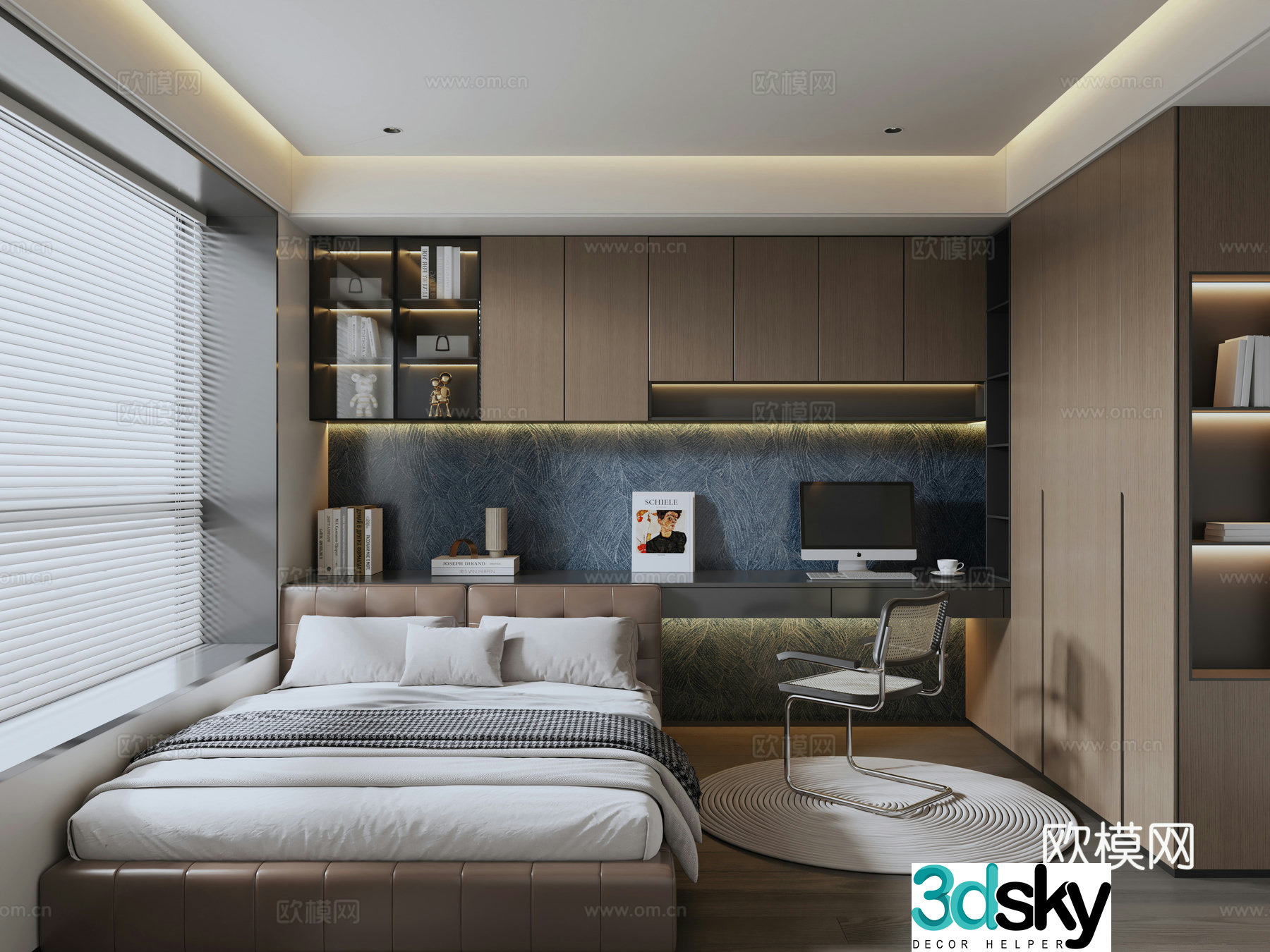 Modern Italian tatami bedroom 3d model