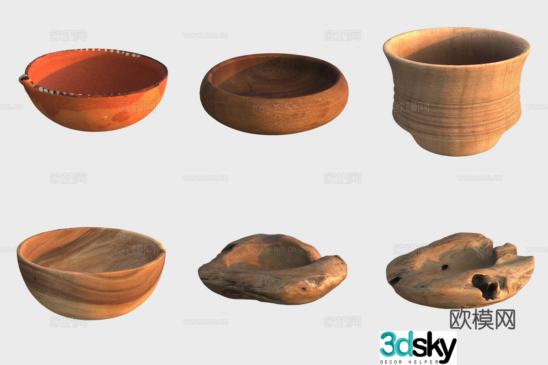 Ancient pottery pottery bowl pottery wooden products wooden bowl 3d model