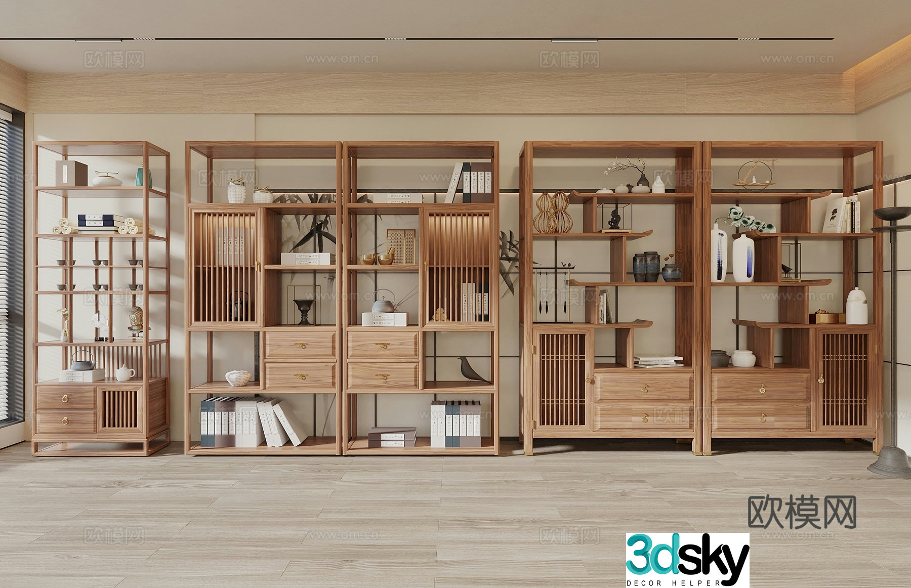 Song style new stroke ancient shelf store shelf display cabinet decoration ornament tea cabinet 3d model