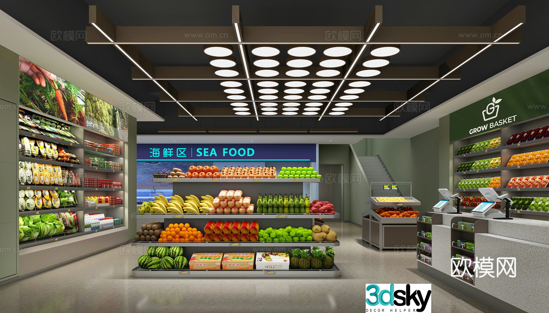Vegetable and fruit supermarket 3d model