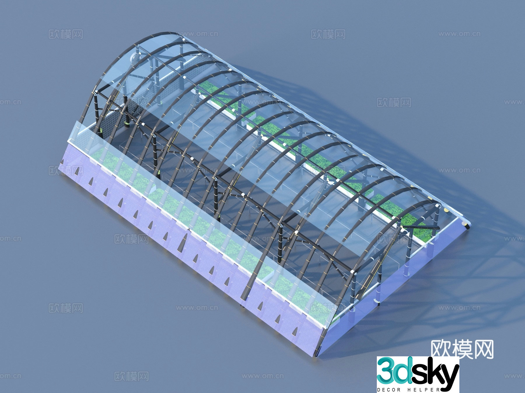 Greenhouse Glass House Glass Daylighting Top 3D Model