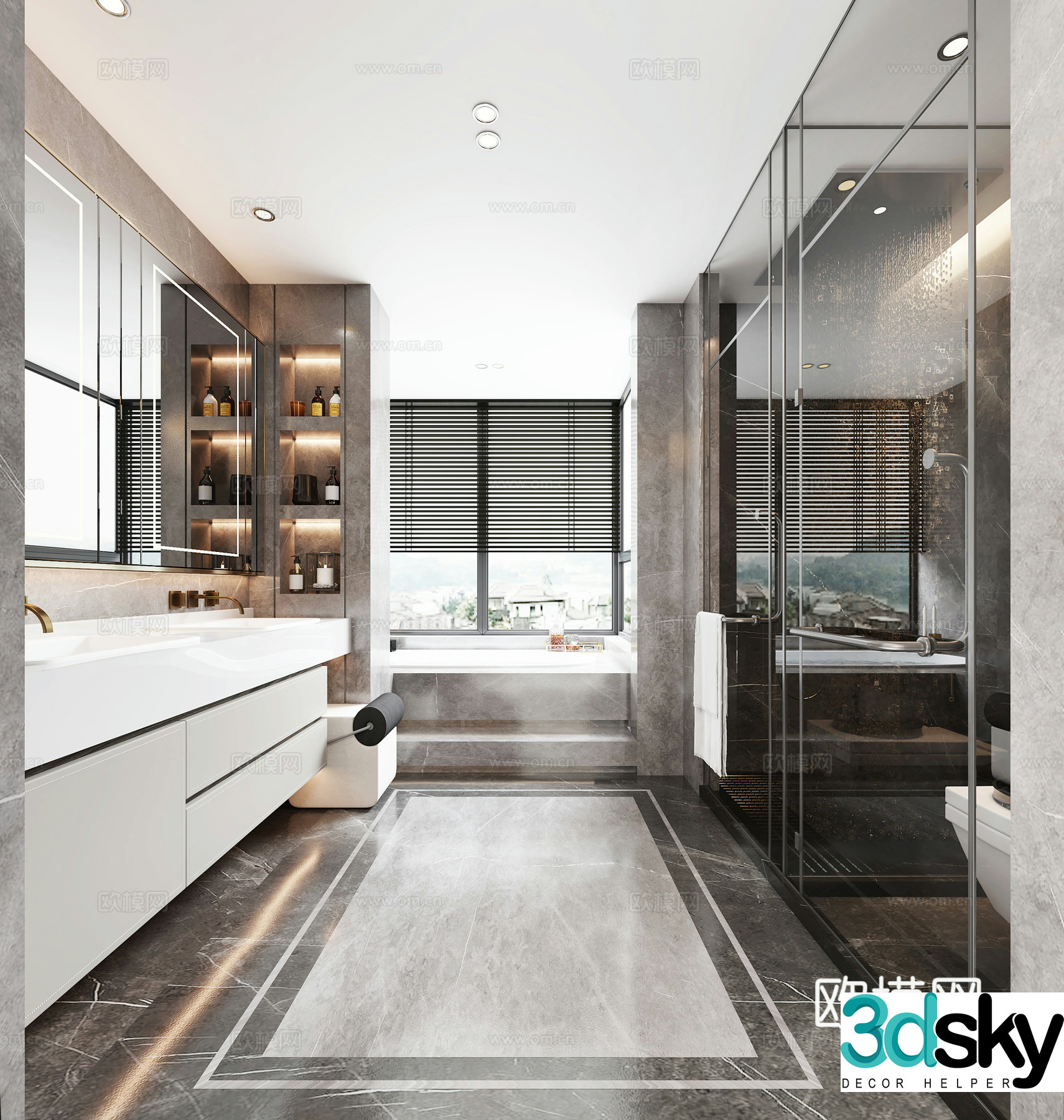 Modern hotel bathroom 3d model