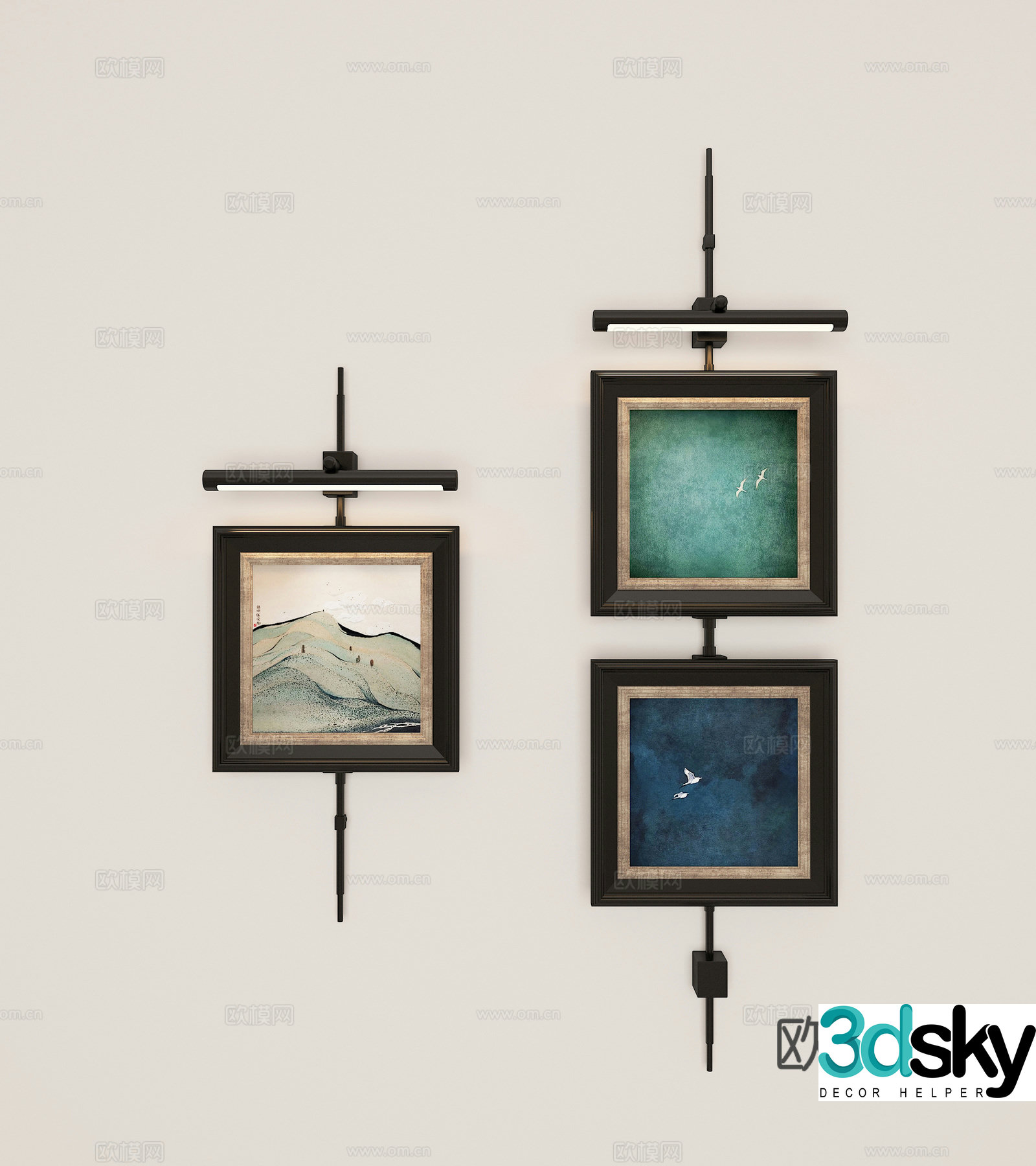 Modern retro wall lamp hanging painting 3d model