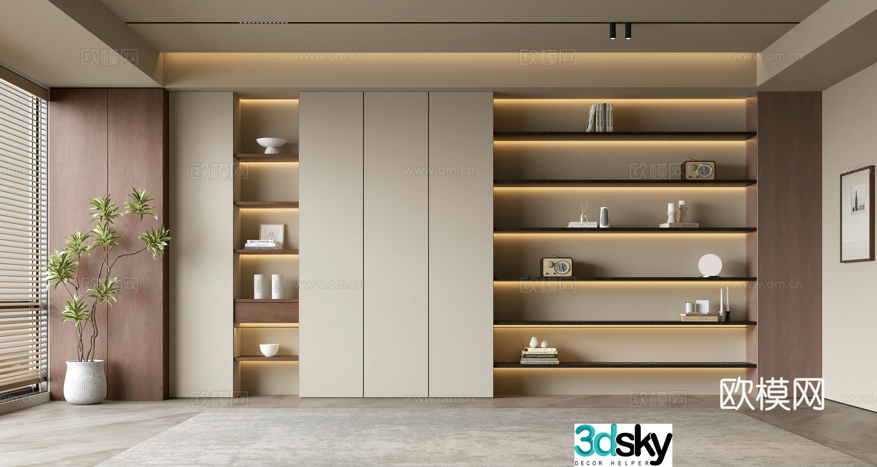 Modern background wall bookcase Living room bookcase Living room background wall Bookcase background wall 3d model