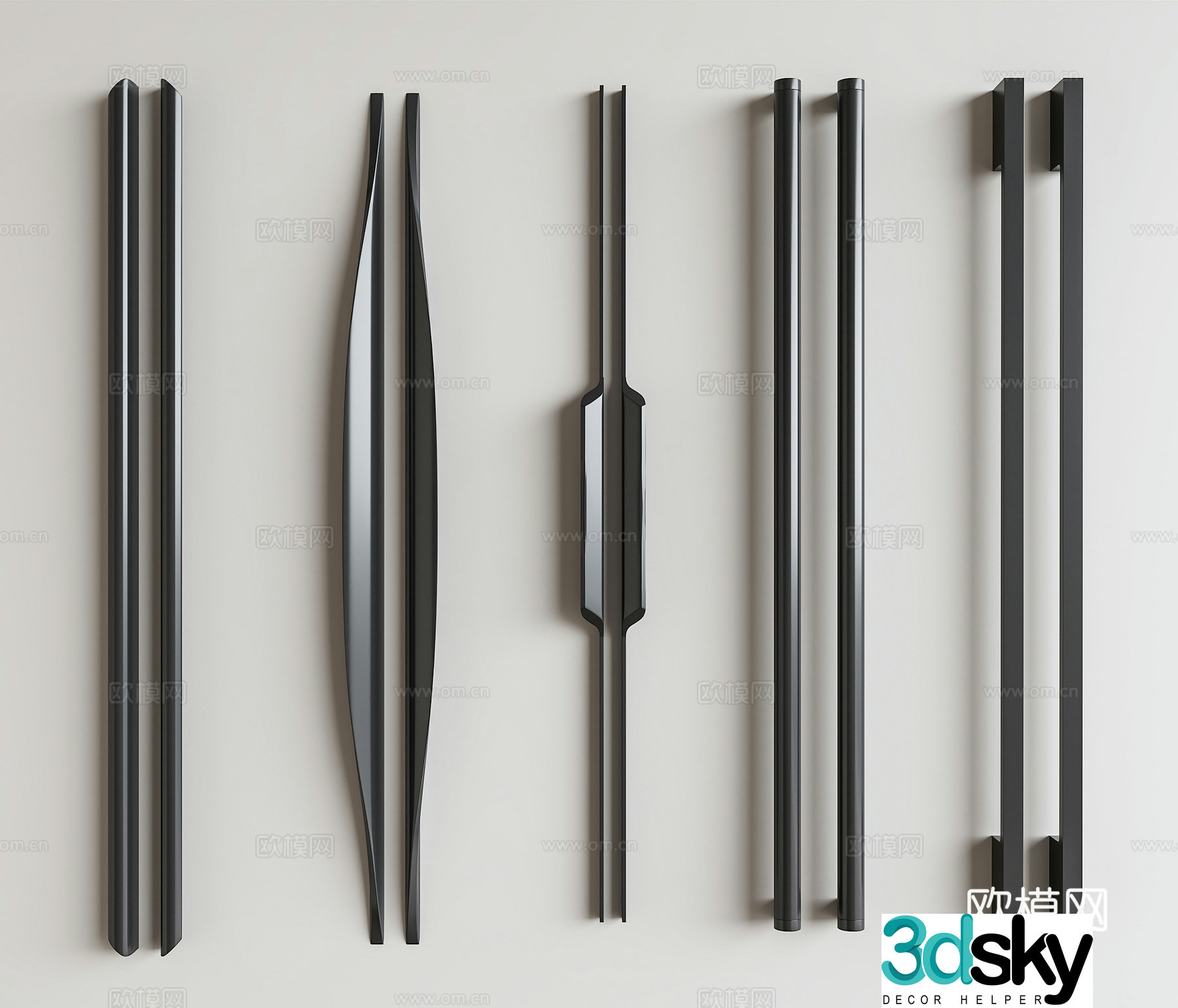 Modern minimalist handle wardrobe handle glass door handle door handle cabinet door handle 3d model