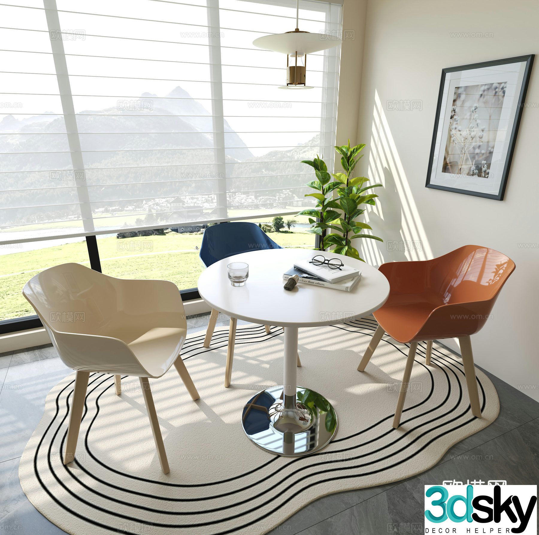 Modern leisure tables and chairs beverage shop tables and chairs IKEA decorative paintings negotiation area tables and chairs activity room tables and chairs 3D model
