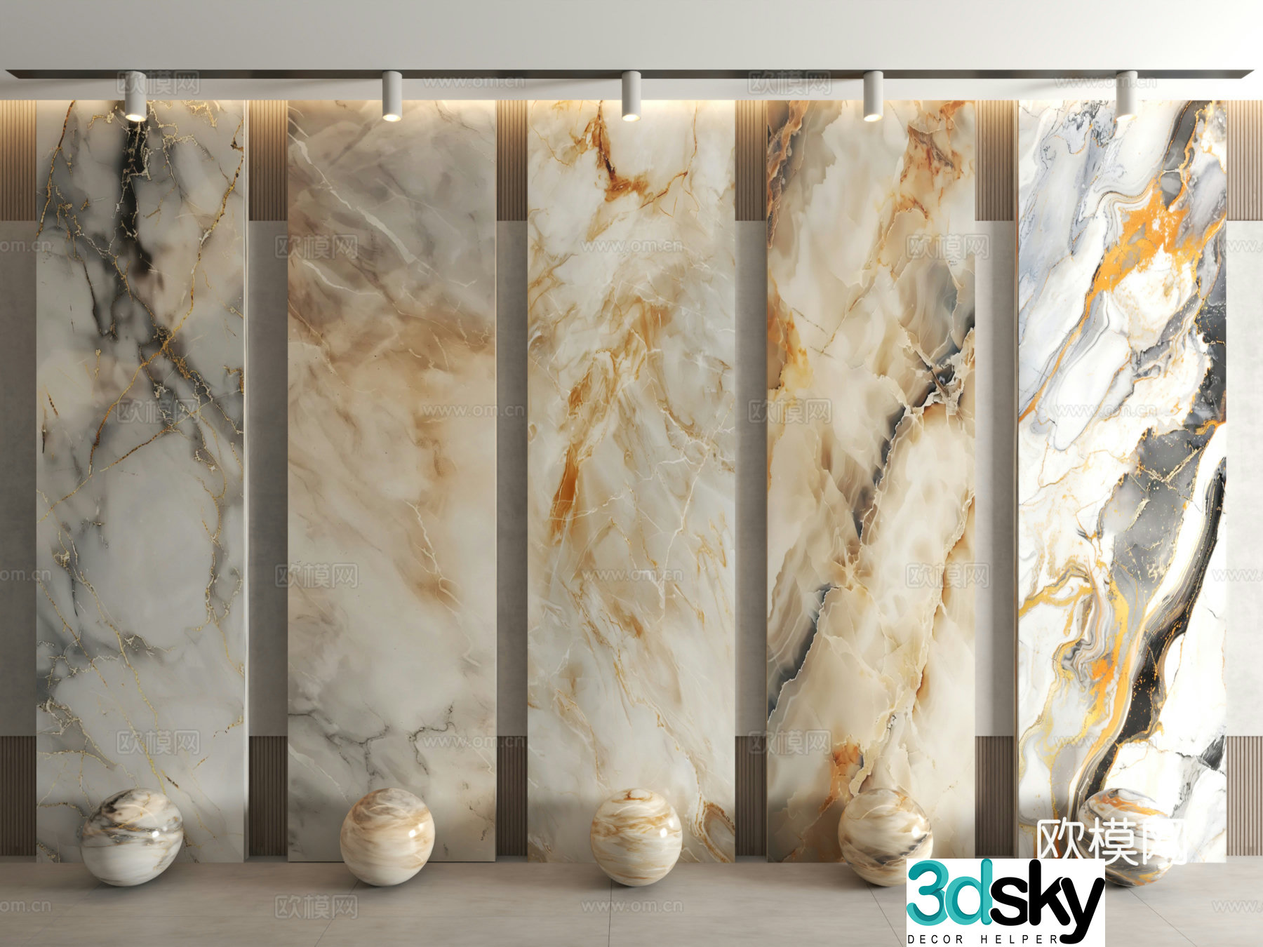 Modern stone marble stone slab cultural stone veneer 3d model