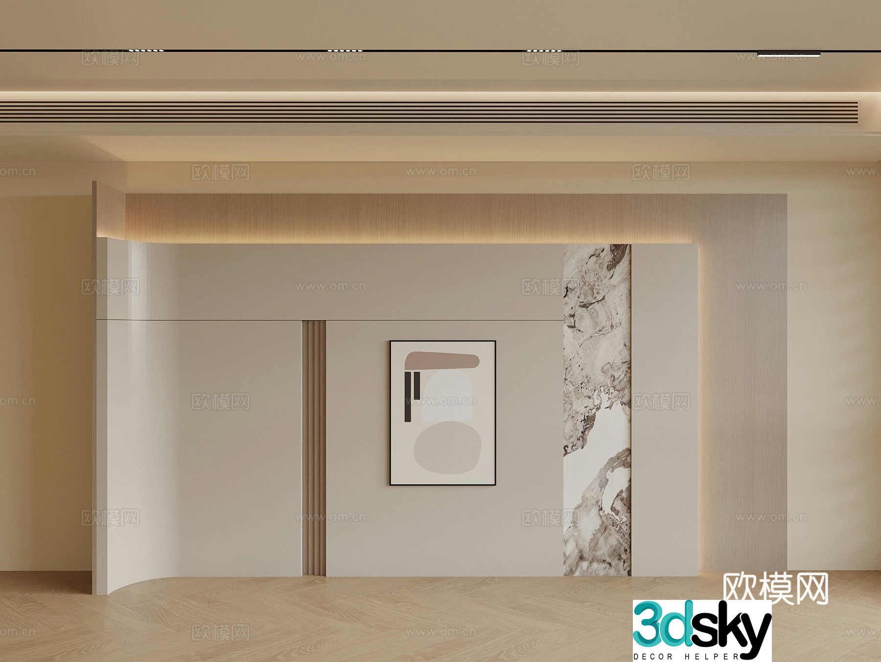 Modern sofa background wall Living room background wall 3d model