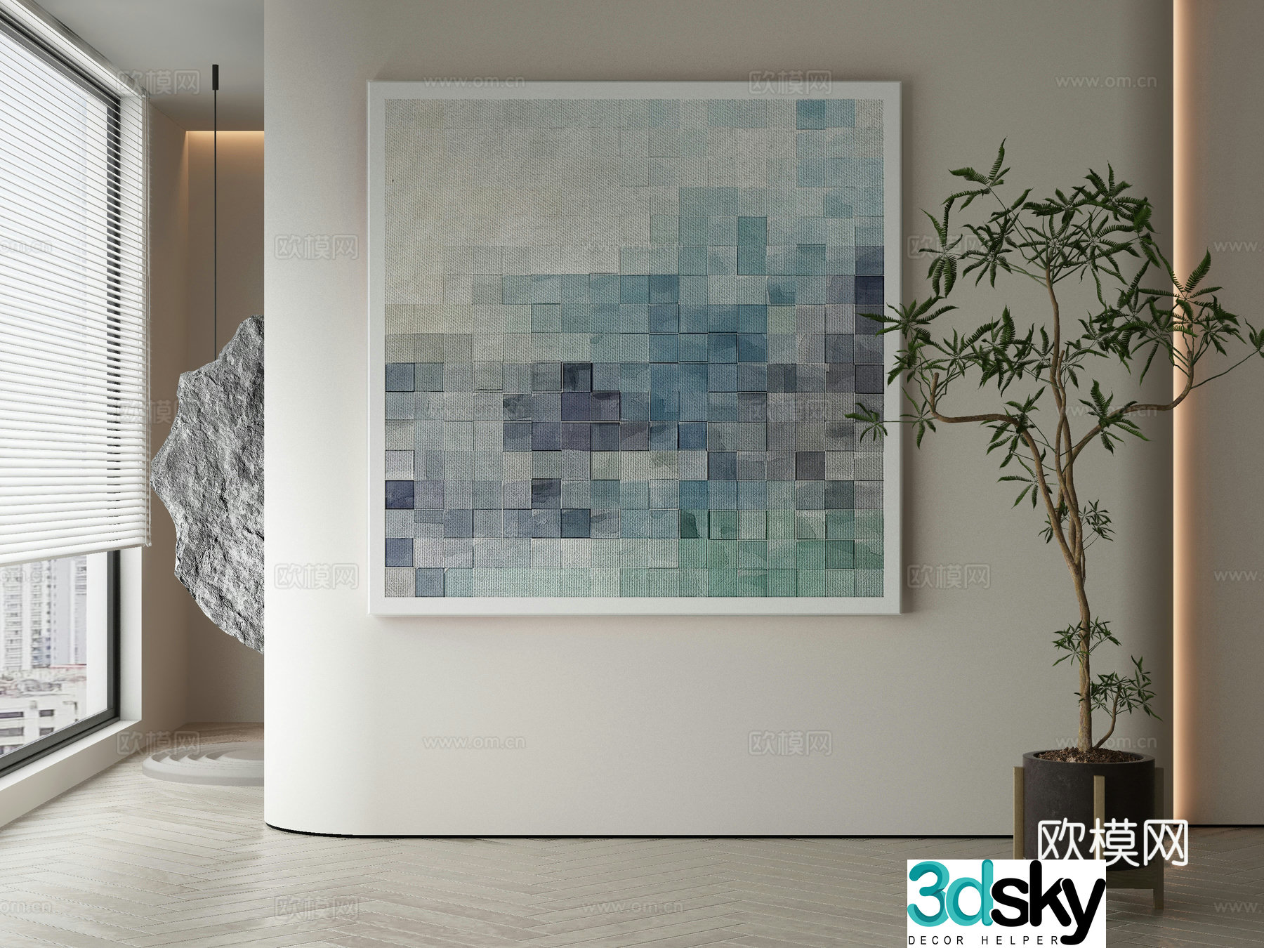 Modern Wasabi abstract hanging painting 3d model