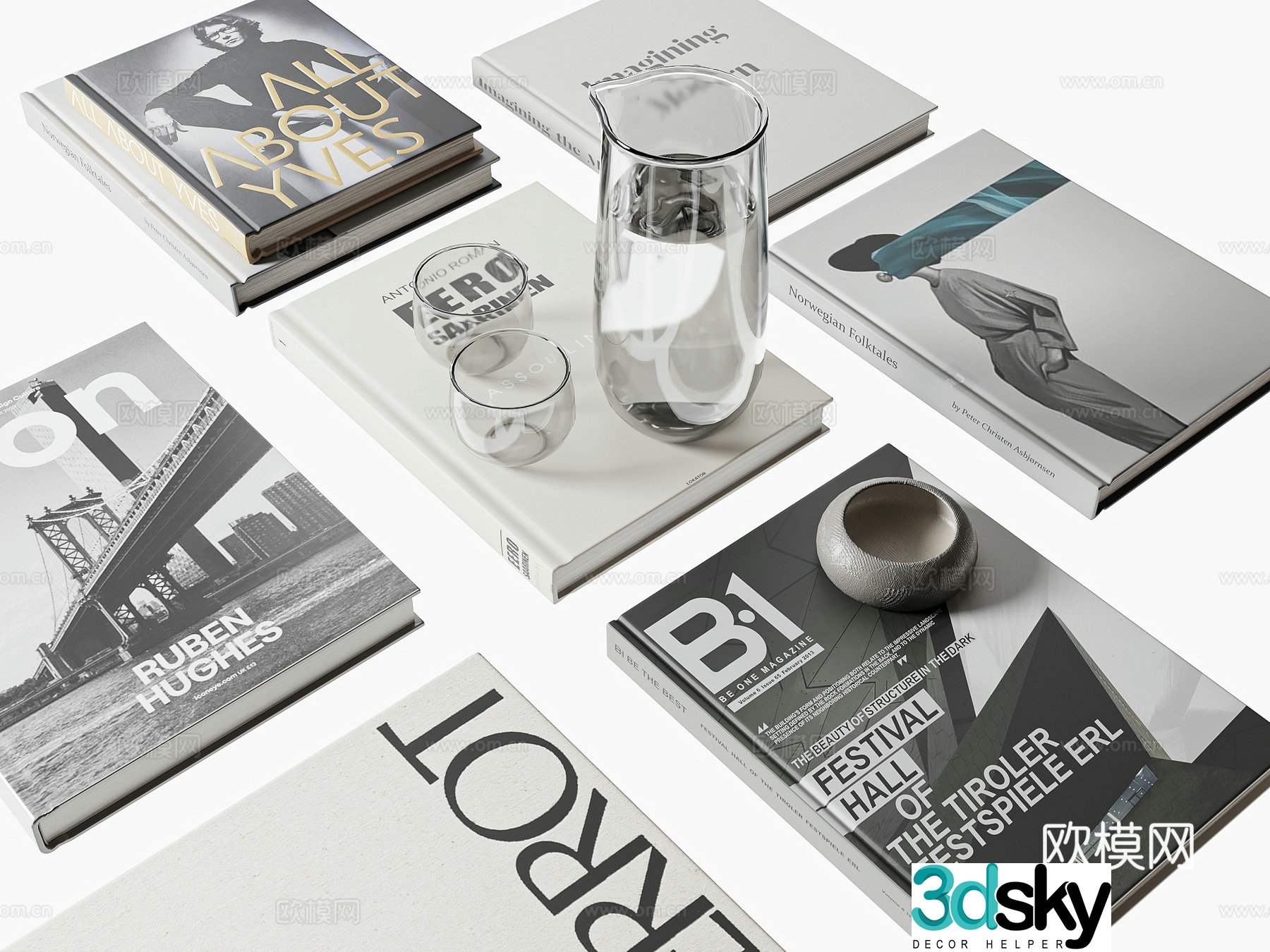 Modern book ornaments 3d model