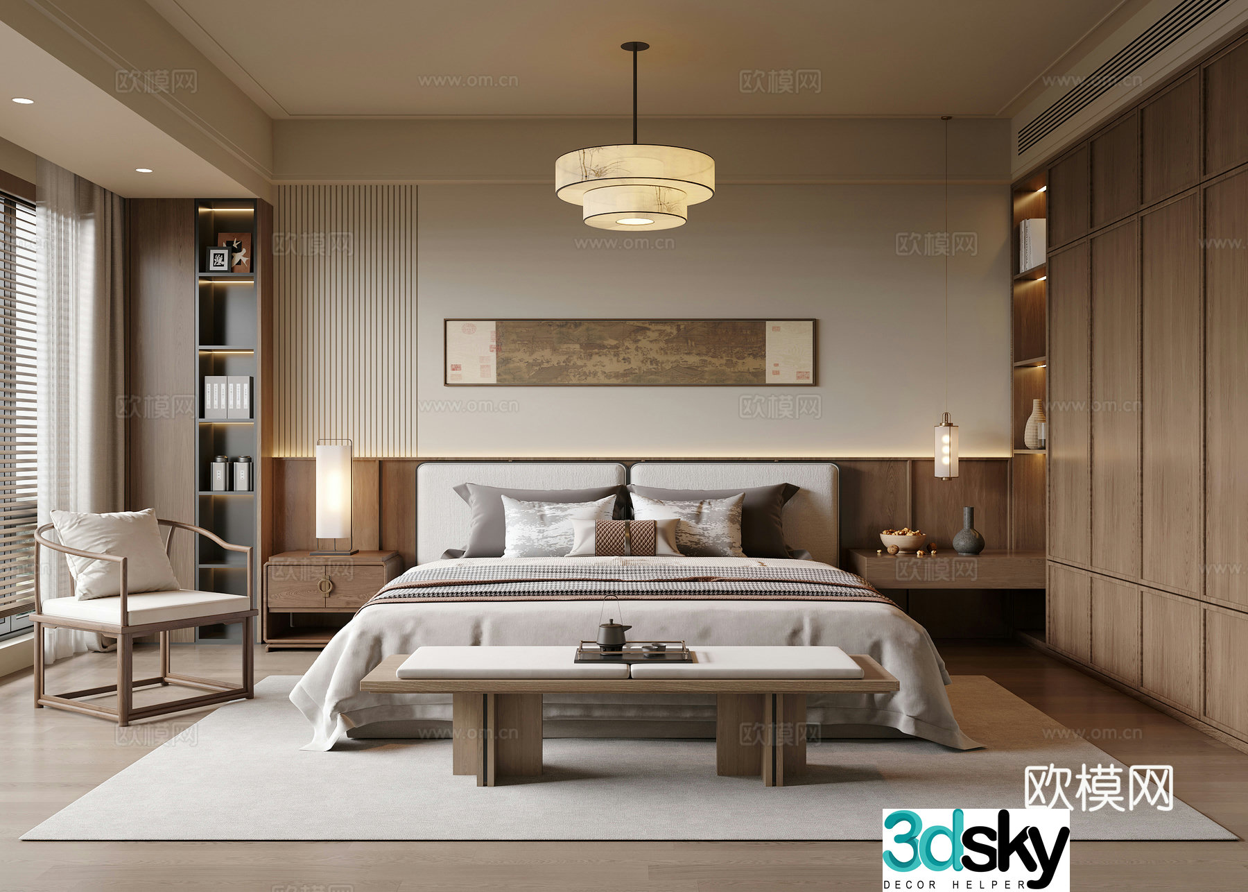 New Chinese Song style bedroom 3D model