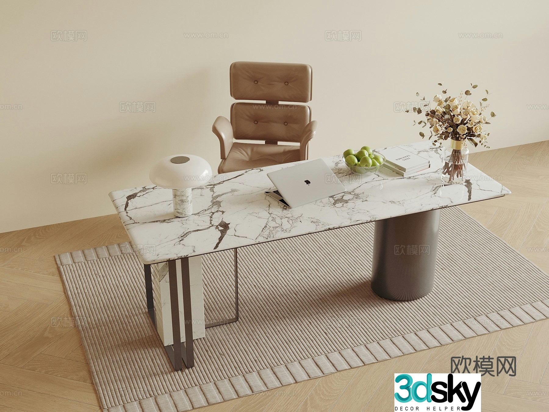Modern desk and chair 3d model