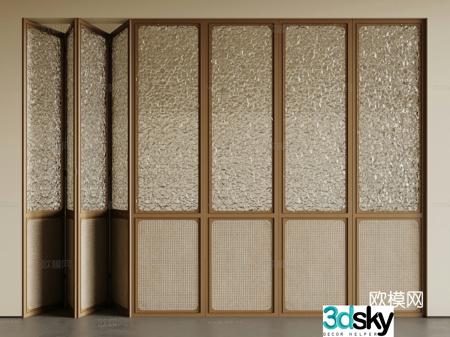 Wasabi Middle Ages Sliding Door Wooden Sliding Door 3D Model