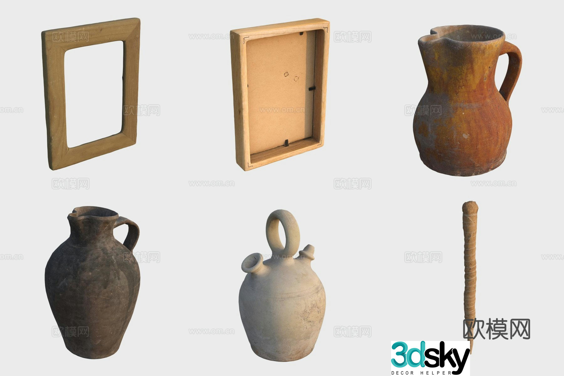 Ancient photo frame ceramic jar ceramic wine pot 3d model