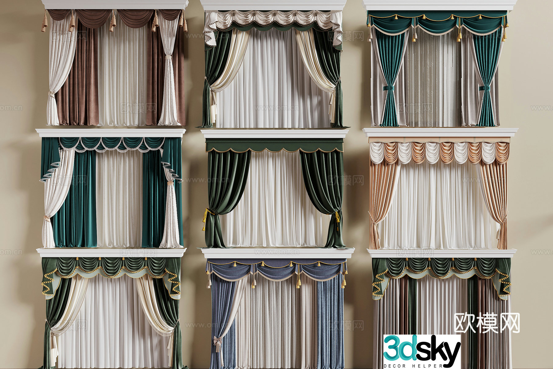 European curtain 3d model