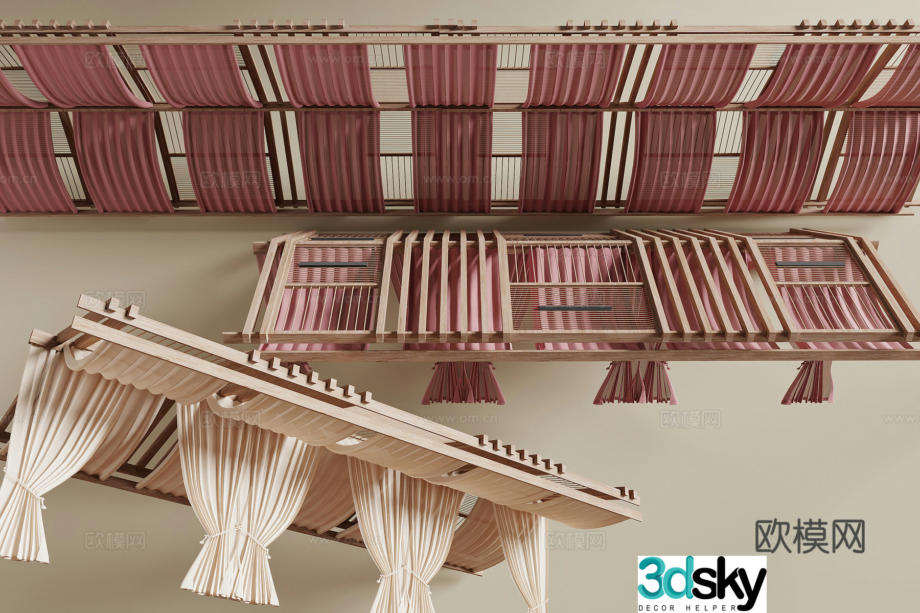 Modern drapery ceiling 3d model
