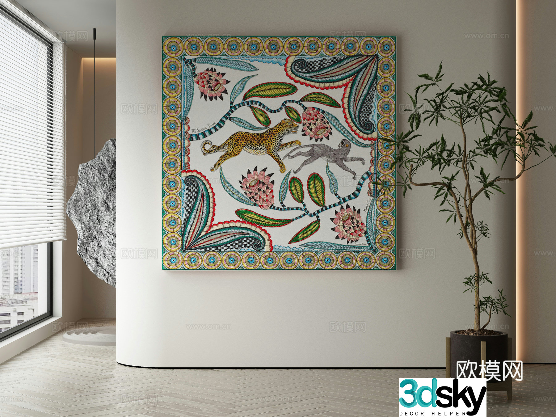 Modern Wasabi abstract hanging painting 3d model