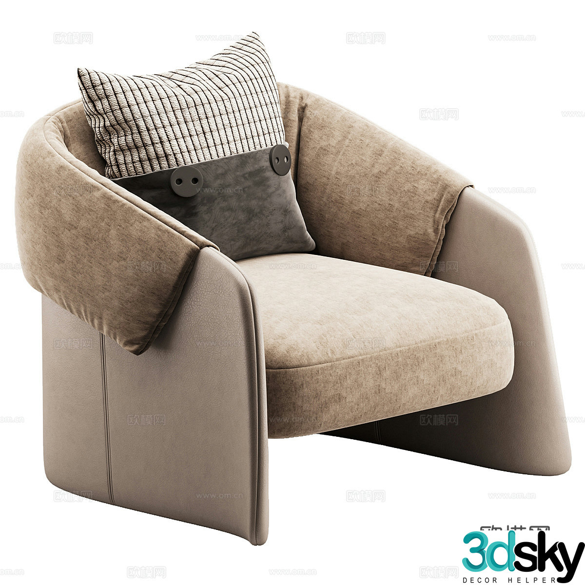 Modern Italian Blazer Armchair 3d Model