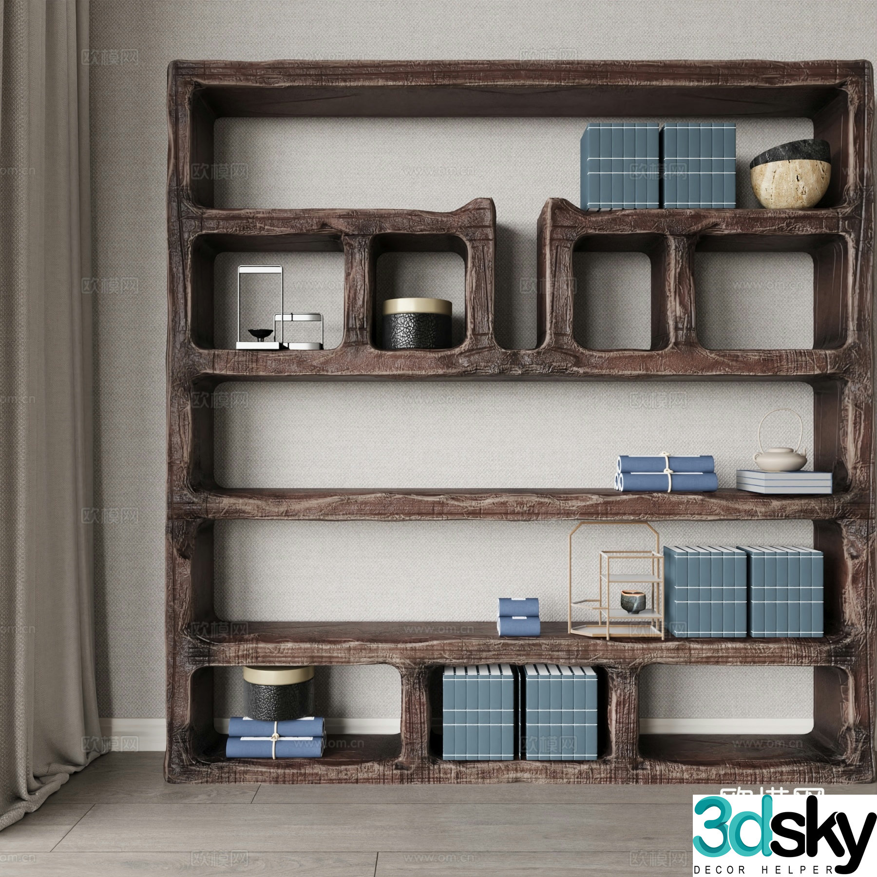 Middle Ages Wasabi Bookcase Decoration Cabinet B&B 3D Model