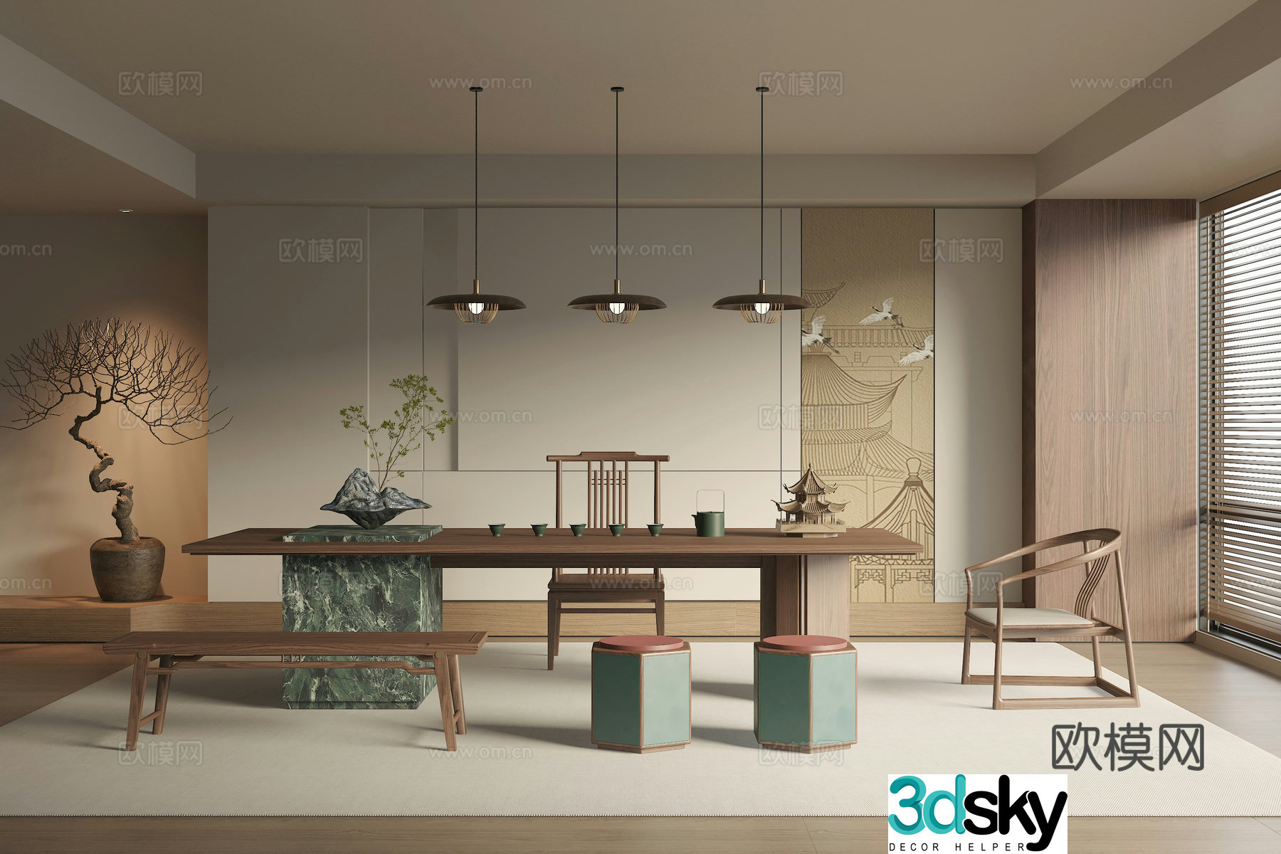 New Chinese tea room 3D model