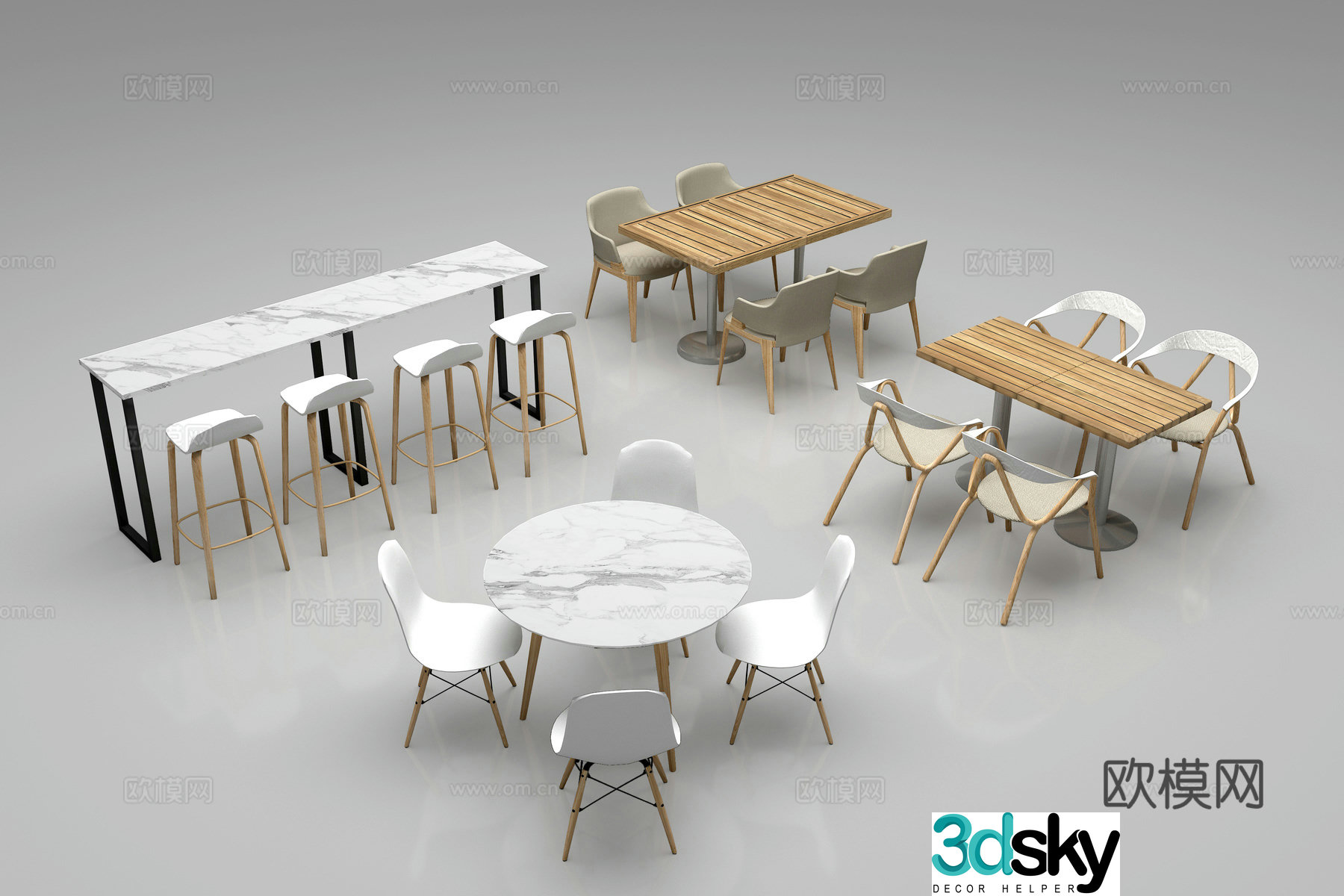 Table and chair combination table chair 3d model