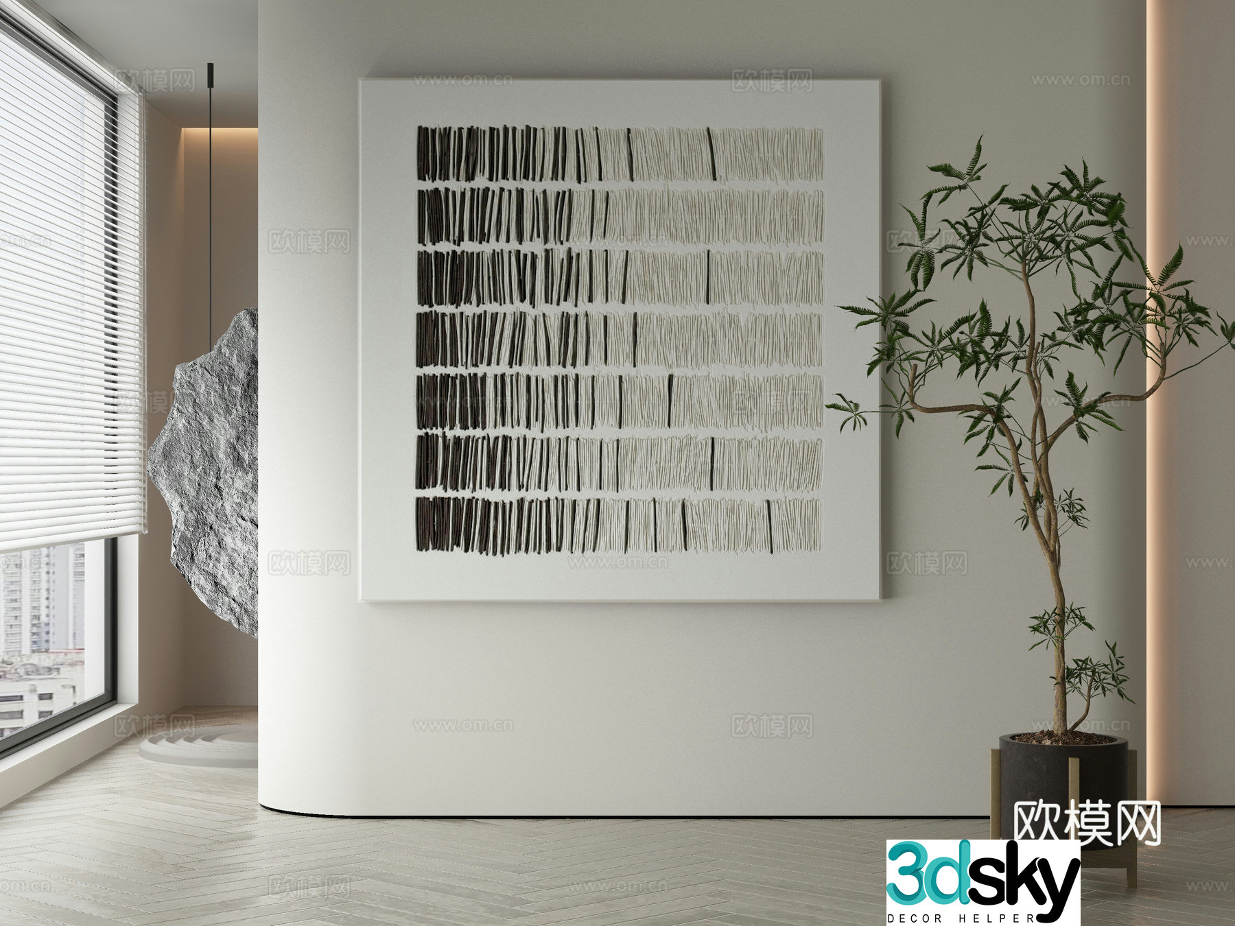 Modern Wasabi abstract hanging painting 3d model