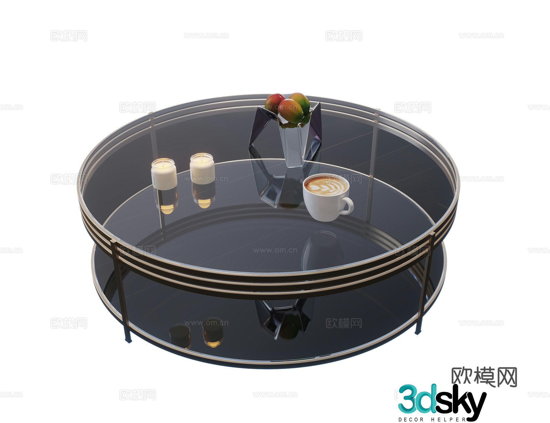 Modern coffee table round coffee table glass coffee table acrylic coffee table coffee table ornament 3D model
