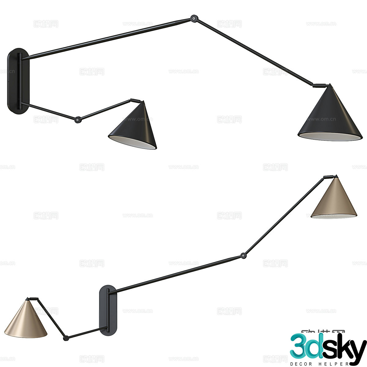 Modern Italian minimalist hinged wall lamp 3D model