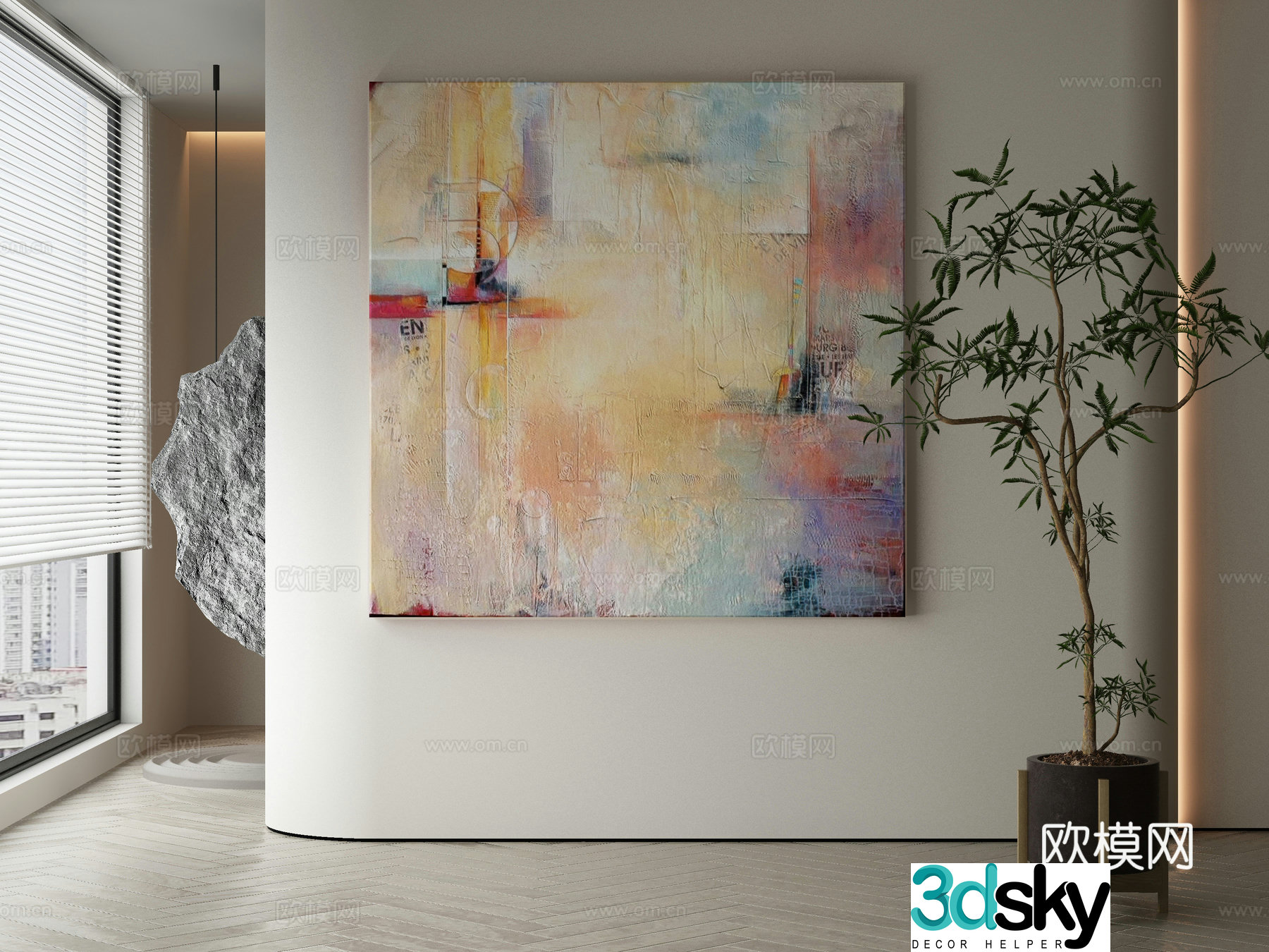 Modern Wasabi abstract hanging painting 3d model