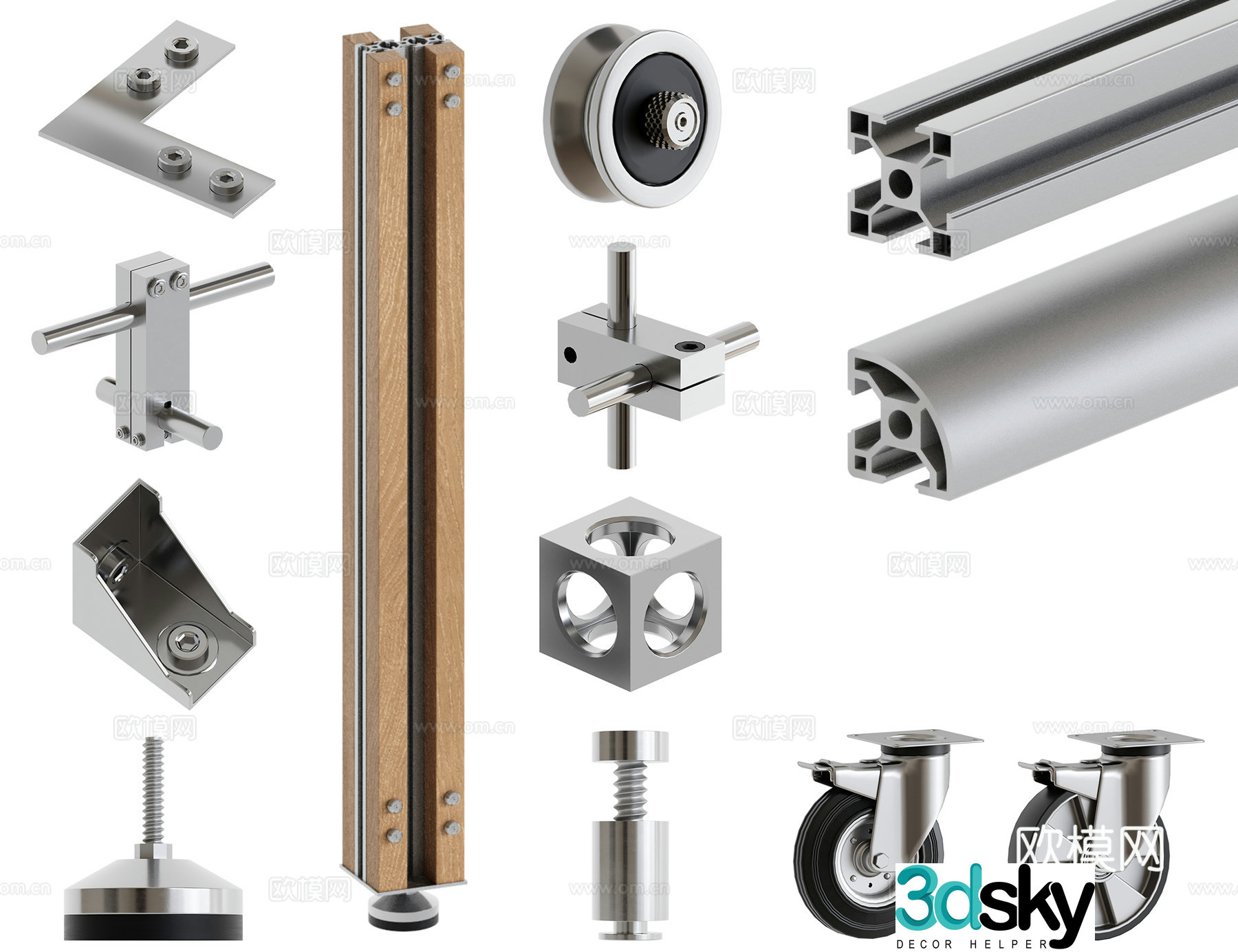 Aluminum profile accessories 3D model