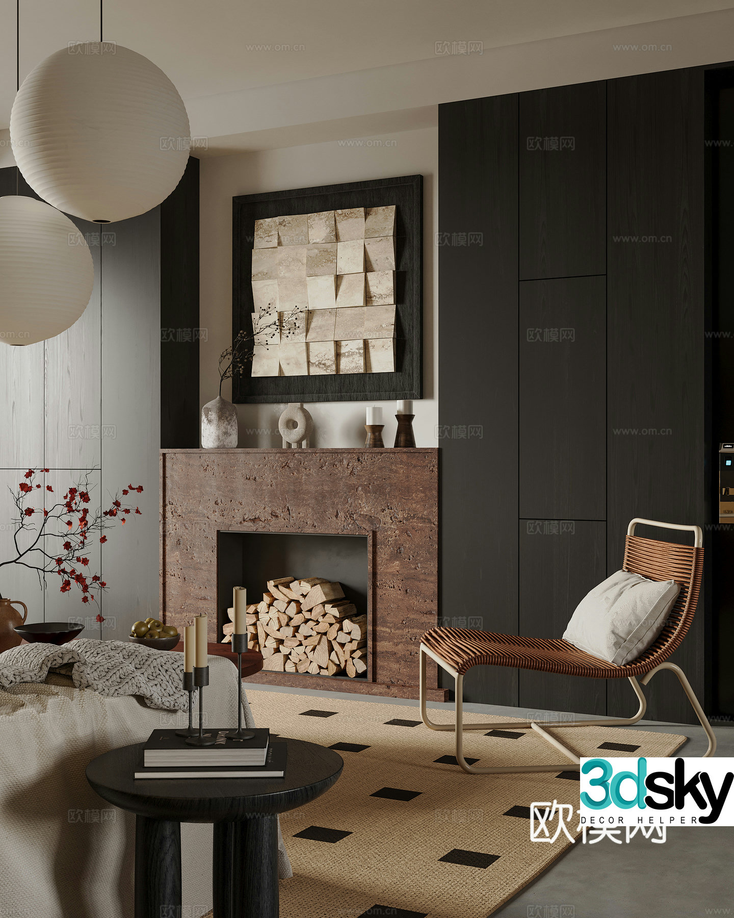 Medium style living room 3d model