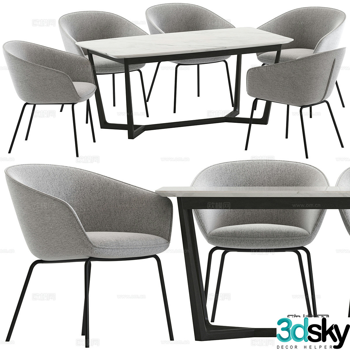 Dining table and dining chair 3d model