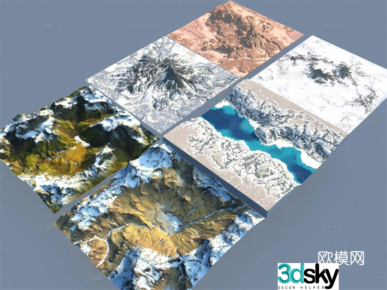 Mountains Terrain Hills Snow Mountains Desert Lakes Snow Mountains Danxia Terrain Mountains 3D Model