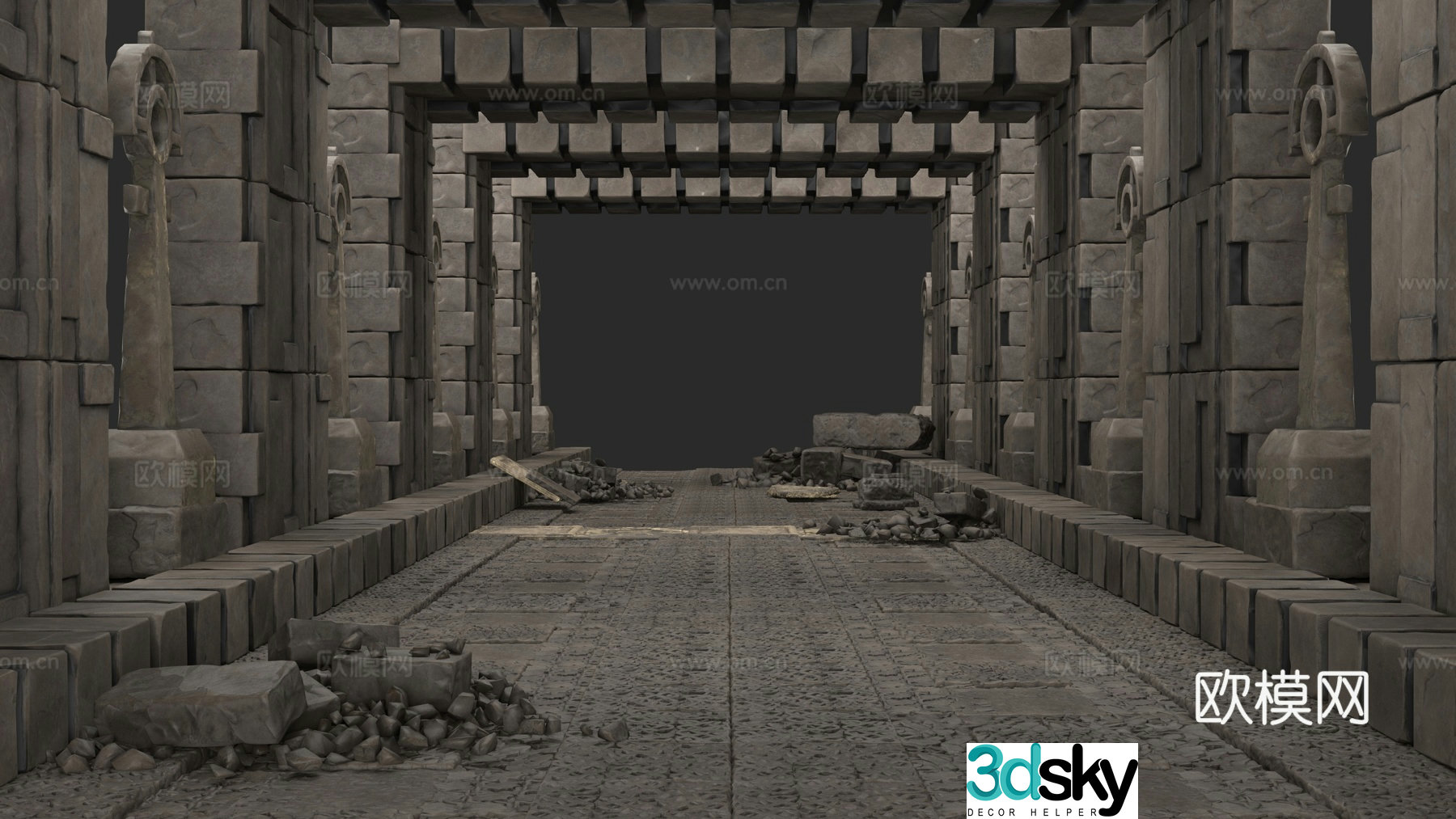 Rock corridor 3d model