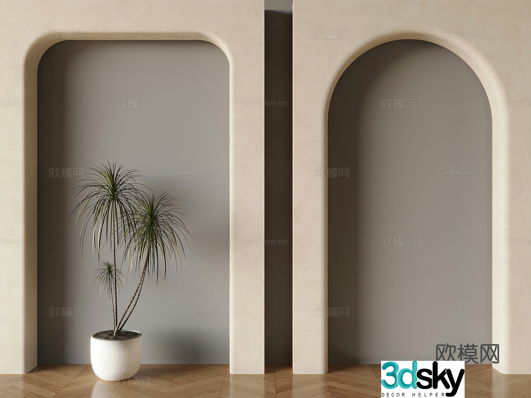 Arc cream wind gate hole Door arch hole 3d model