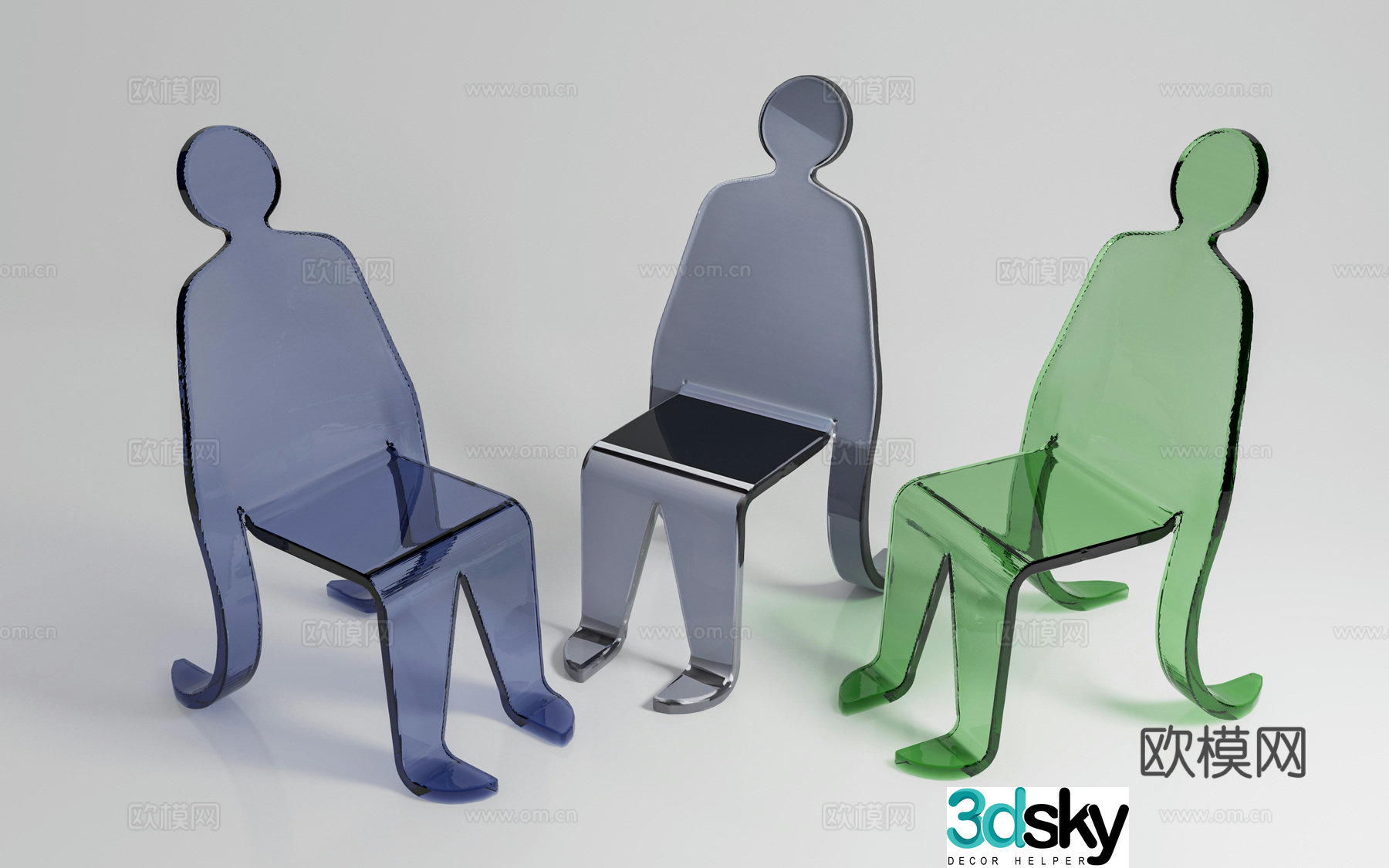Creative chair plastic chair abstract personality humanoid chair furniture business ornament decorative 3d model