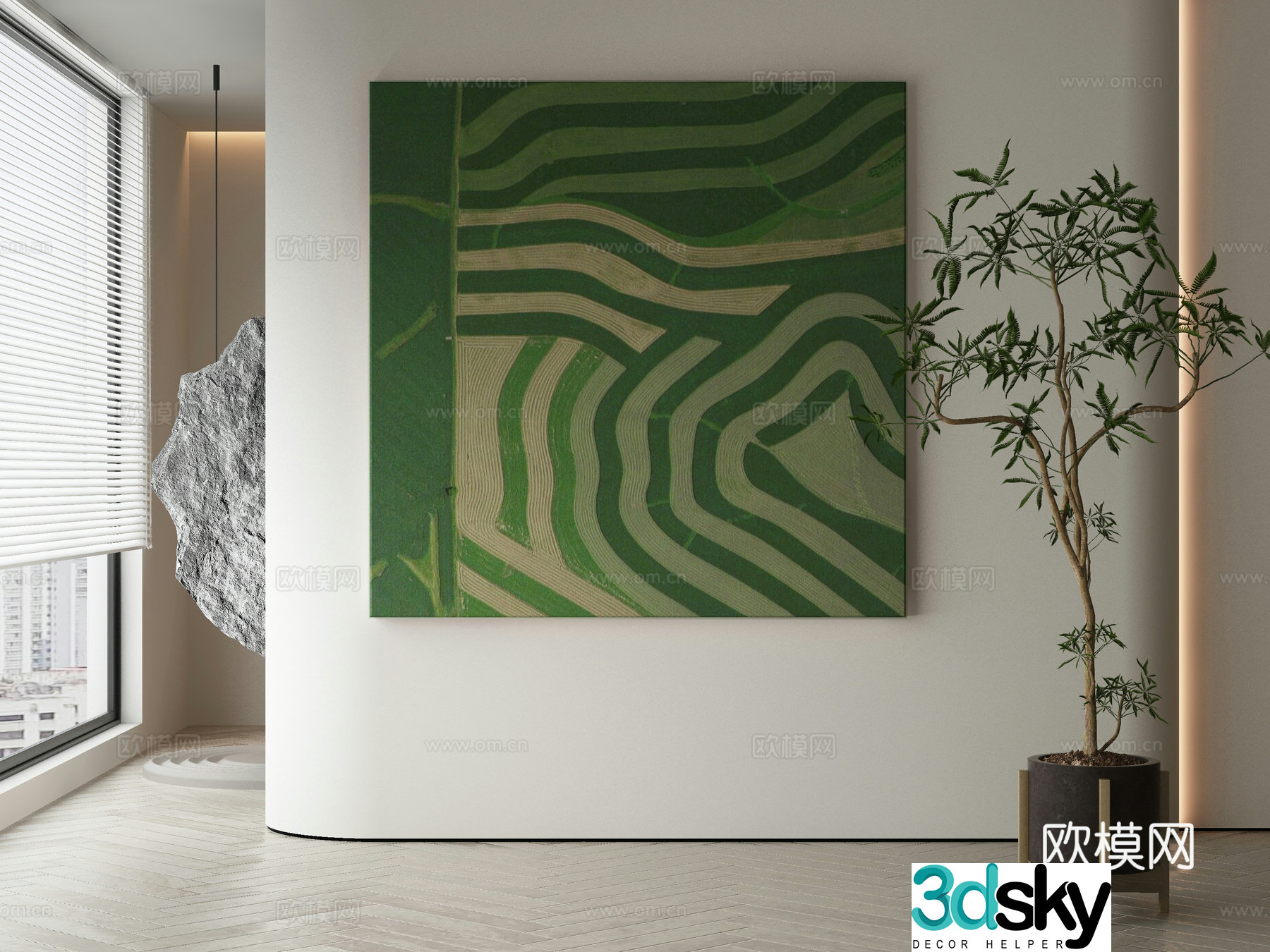 Modern Wasabi abstract hanging painting 3d model