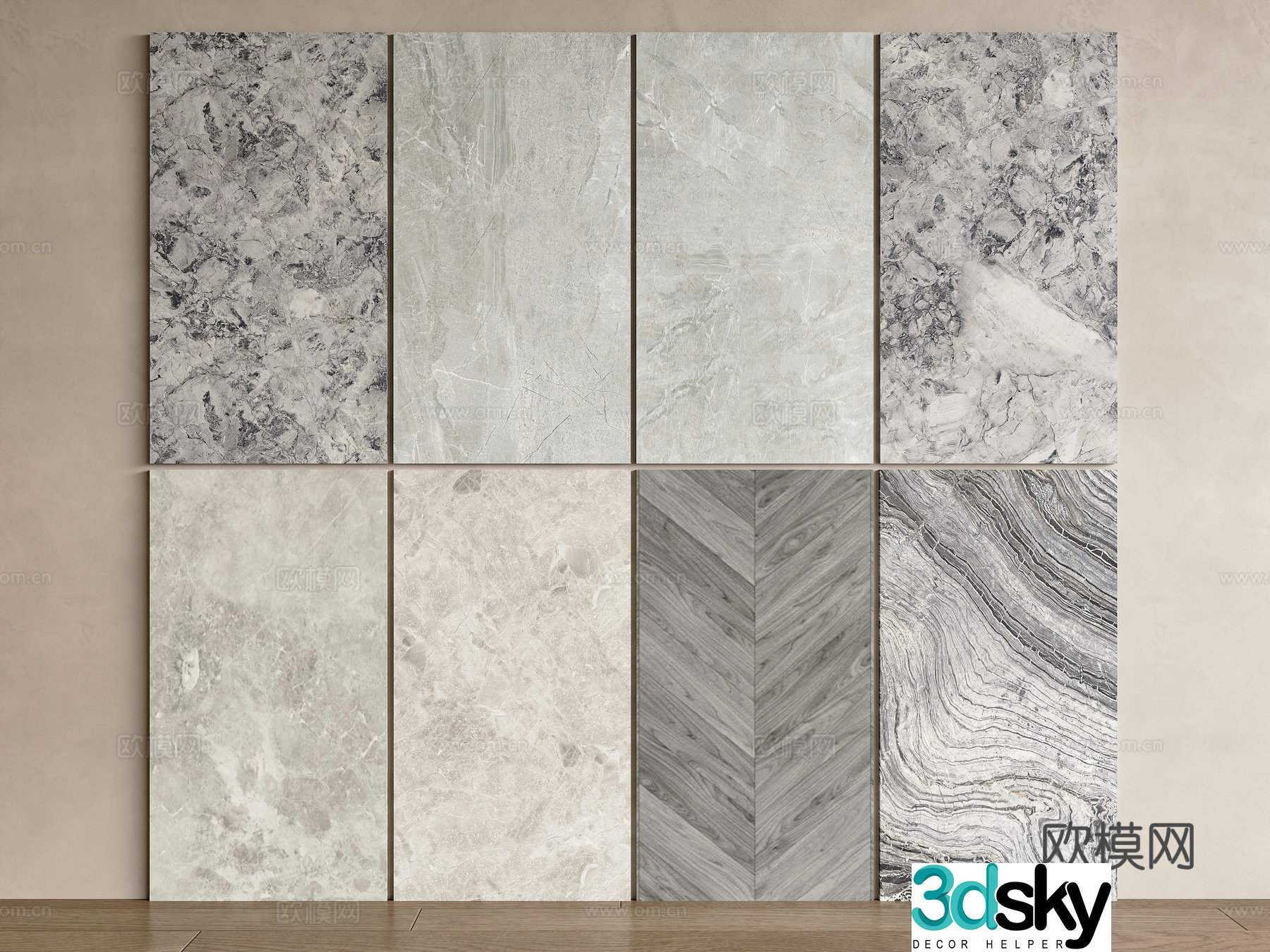 Modern stone stone slab marble ceramic tile marble background wall stone slab background wall 3d model