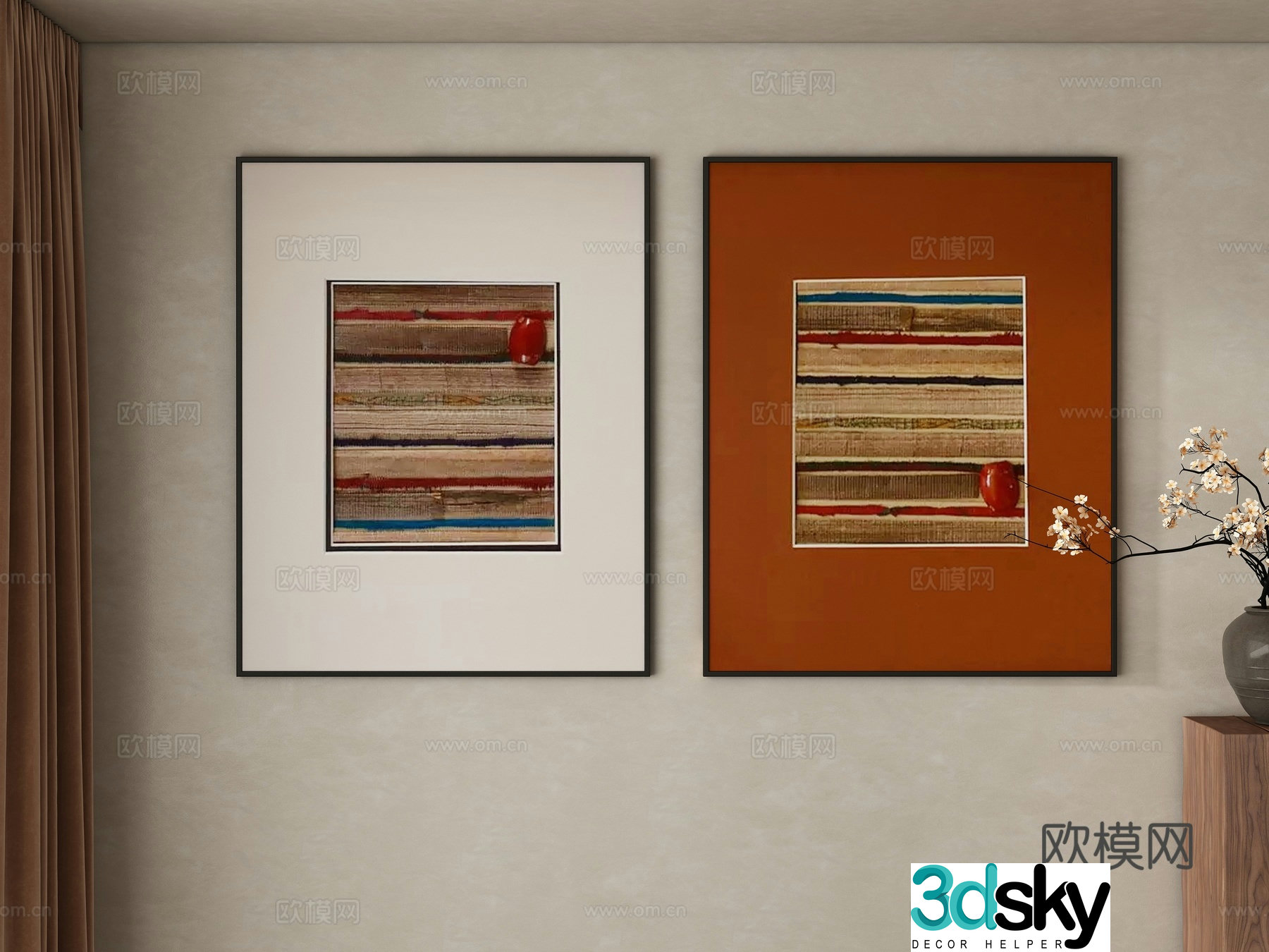 Middle-aged abstract hanging paintings decorative paintings 3d model