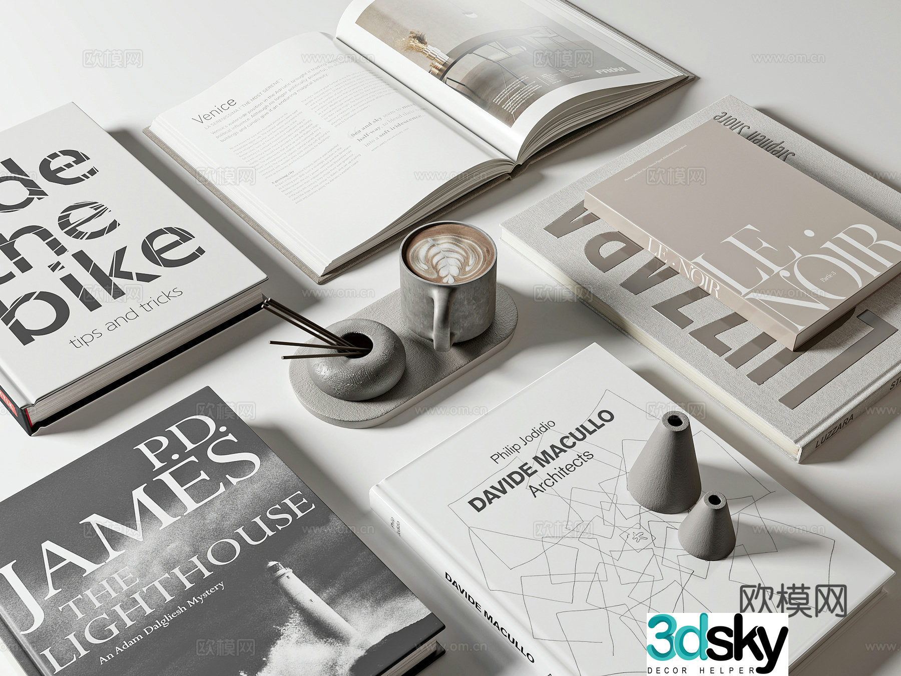 Modern book ornaments 3d model
