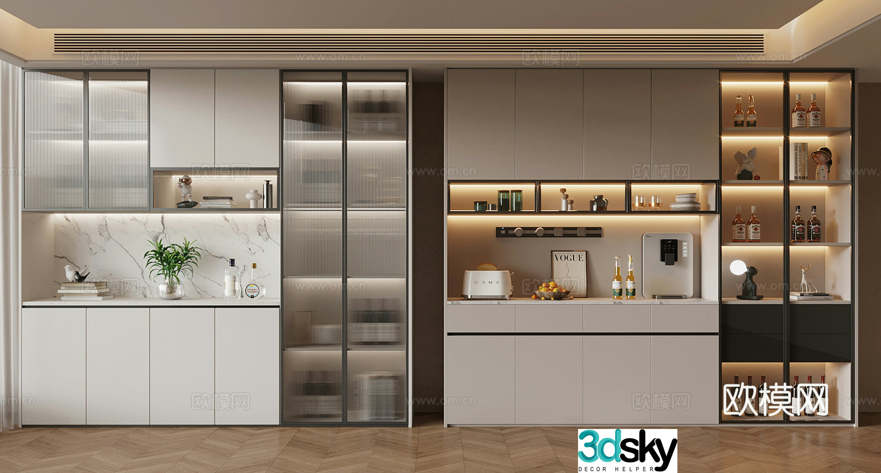 Modern minimalist wine cabinet glass wine cabinet shoe cabinet wine cabinet restaurant wine cabinet sideboard cabinet 3D model