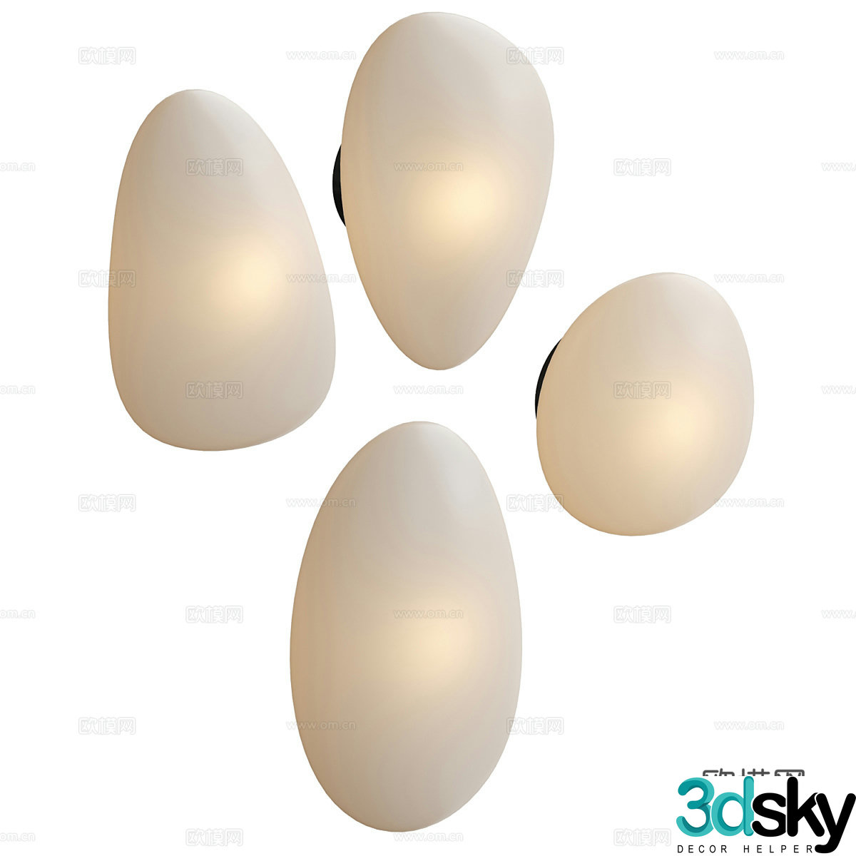 Modern cream bubble glass wall lamp 3d model