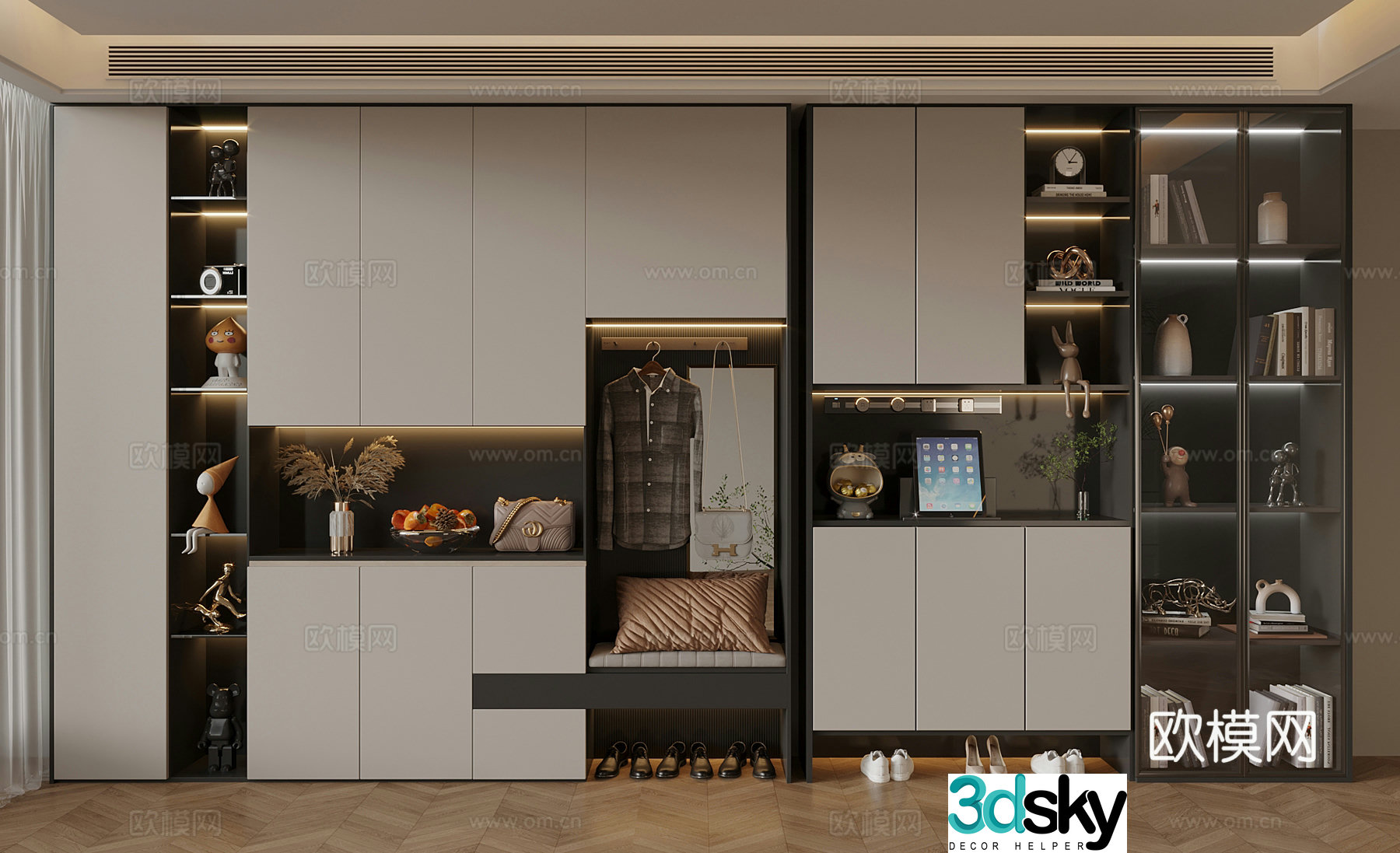 Modern new Chinese style shoe cabinet hanging shoe cabinet porch shoe cabinet partition shoe cabinet entrance shoe cabinet 3D model
