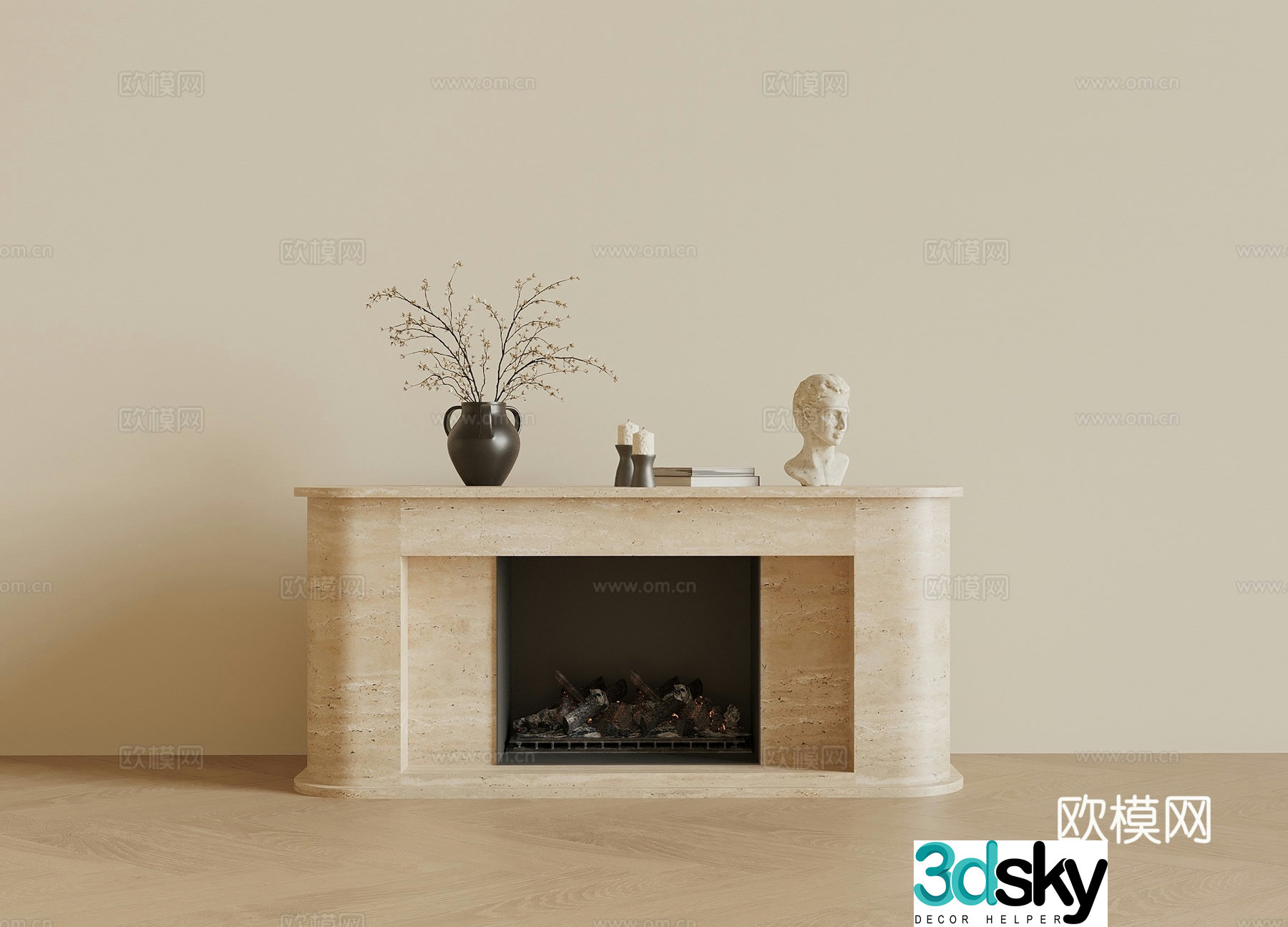 Wasabi Middle Style Fireplace Stove 3D Model